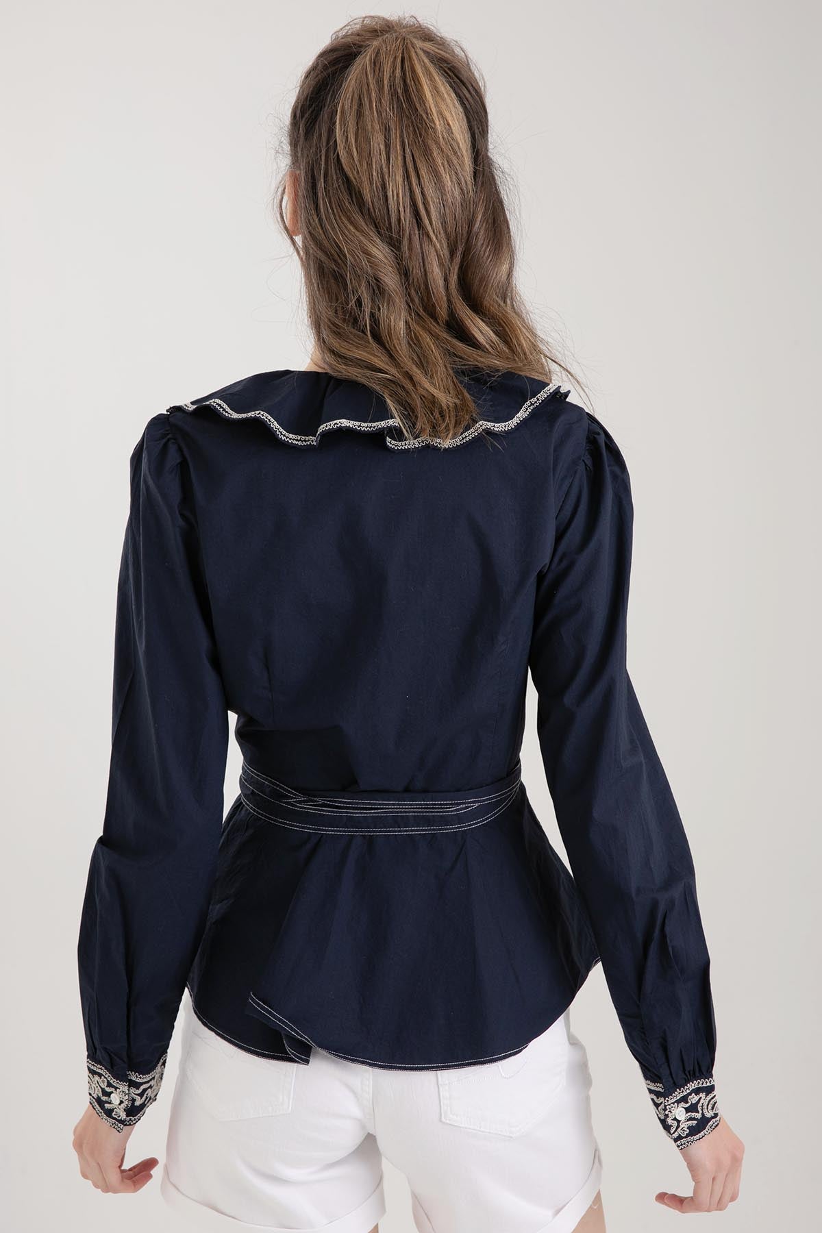 Polo Ralph Lauren Belden Kuşaklı Volanlı Yaka Marin Gömlek-Libas Trendy Fashion Store