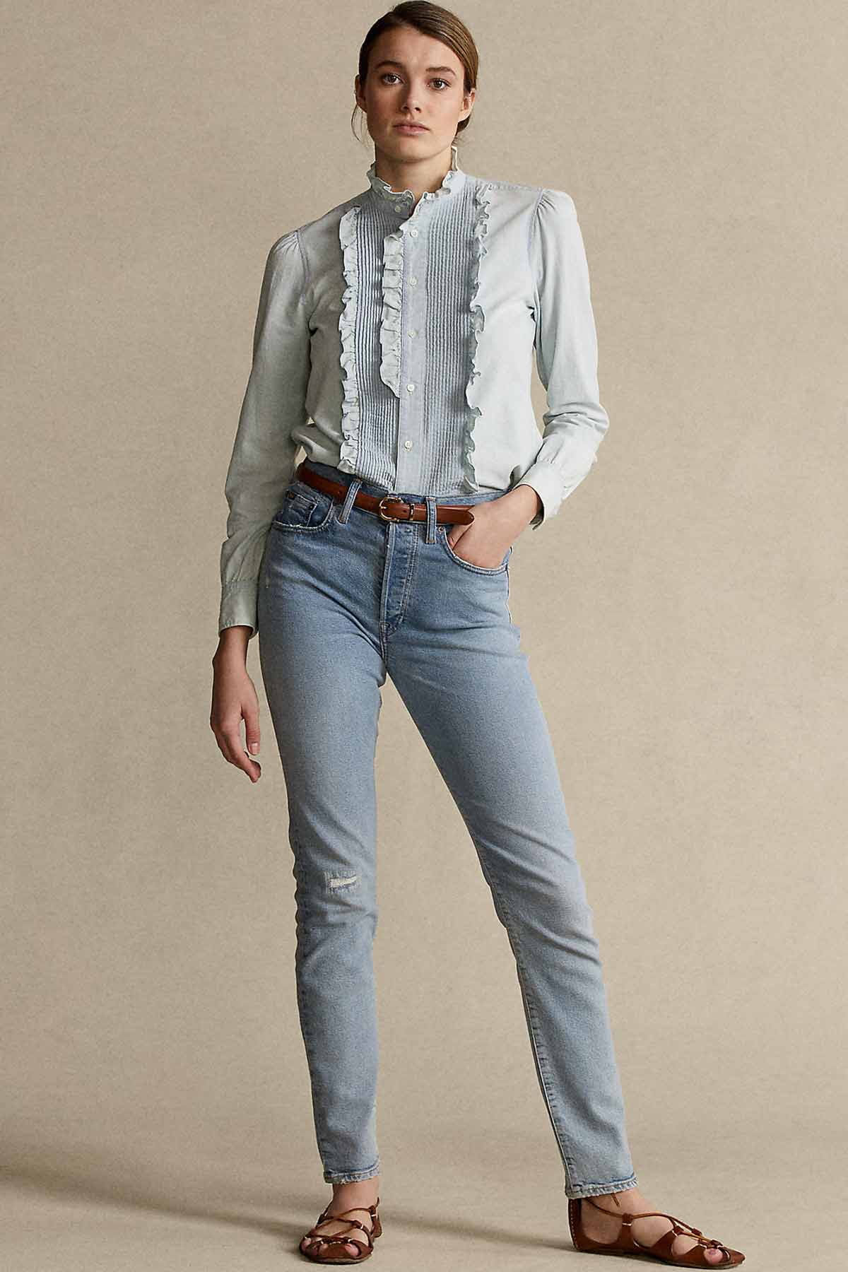 Polo Ralph Lauren Fırfırlı Denim Gömlek-Libas Trendy Fashion Store