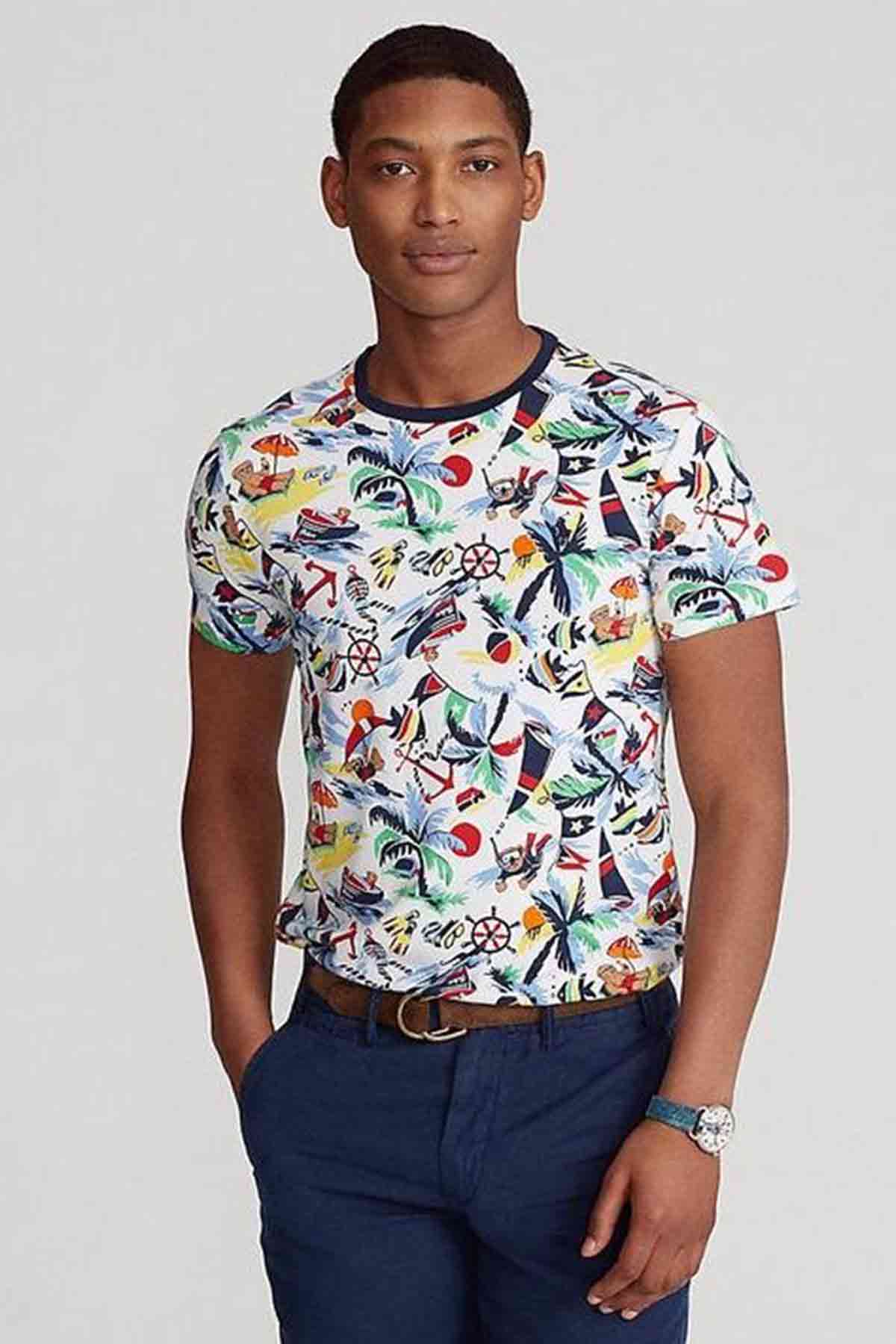 Polo Ralph Lauren Tropikal Desenli Custom Slim Fit T-shirt-Libas Trendy Fashion Store