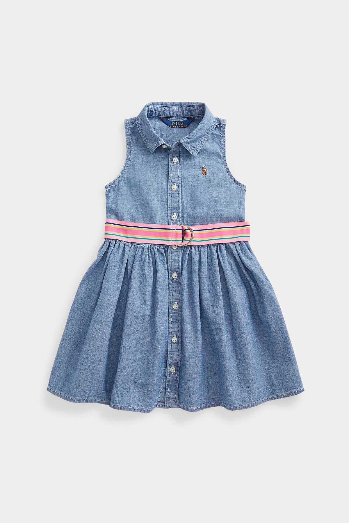 Polo Ralph Lauren 2-4 Yaş Kız Çocuk Kemerli Denim Gömlek Elbise-Libas Trendy Fashion Store