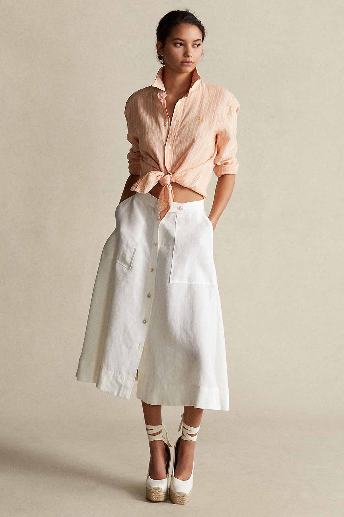 Polo Ralph Lauren Rahat Kesim Çizgili Keten Gömlek-Libas Trendy Fashion Store