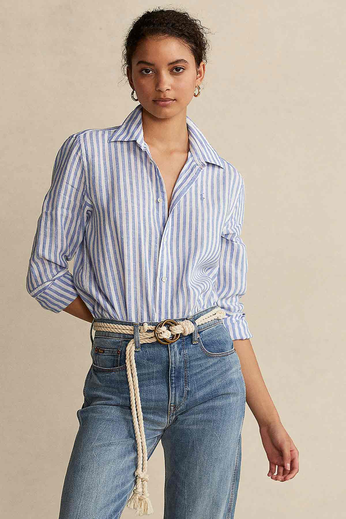 Polo Ralph Lauren Rahat Kesim Çizgili Keten Gömlek-Libas Trendy Fashion Store