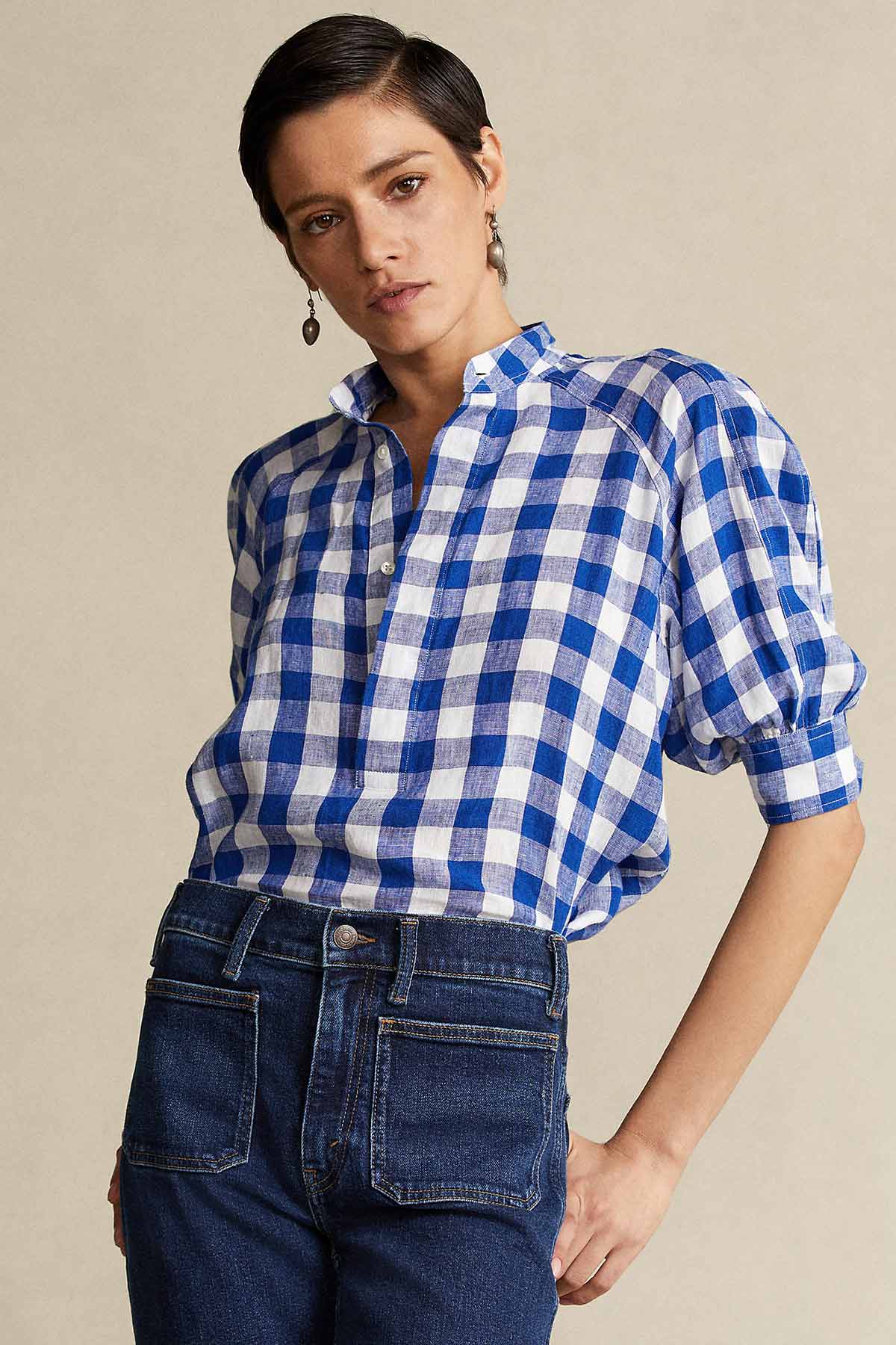 Polo Ralph Lauren Hakim Yaka Kareli Keten Gömlek-Libas Trendy Fashion Store