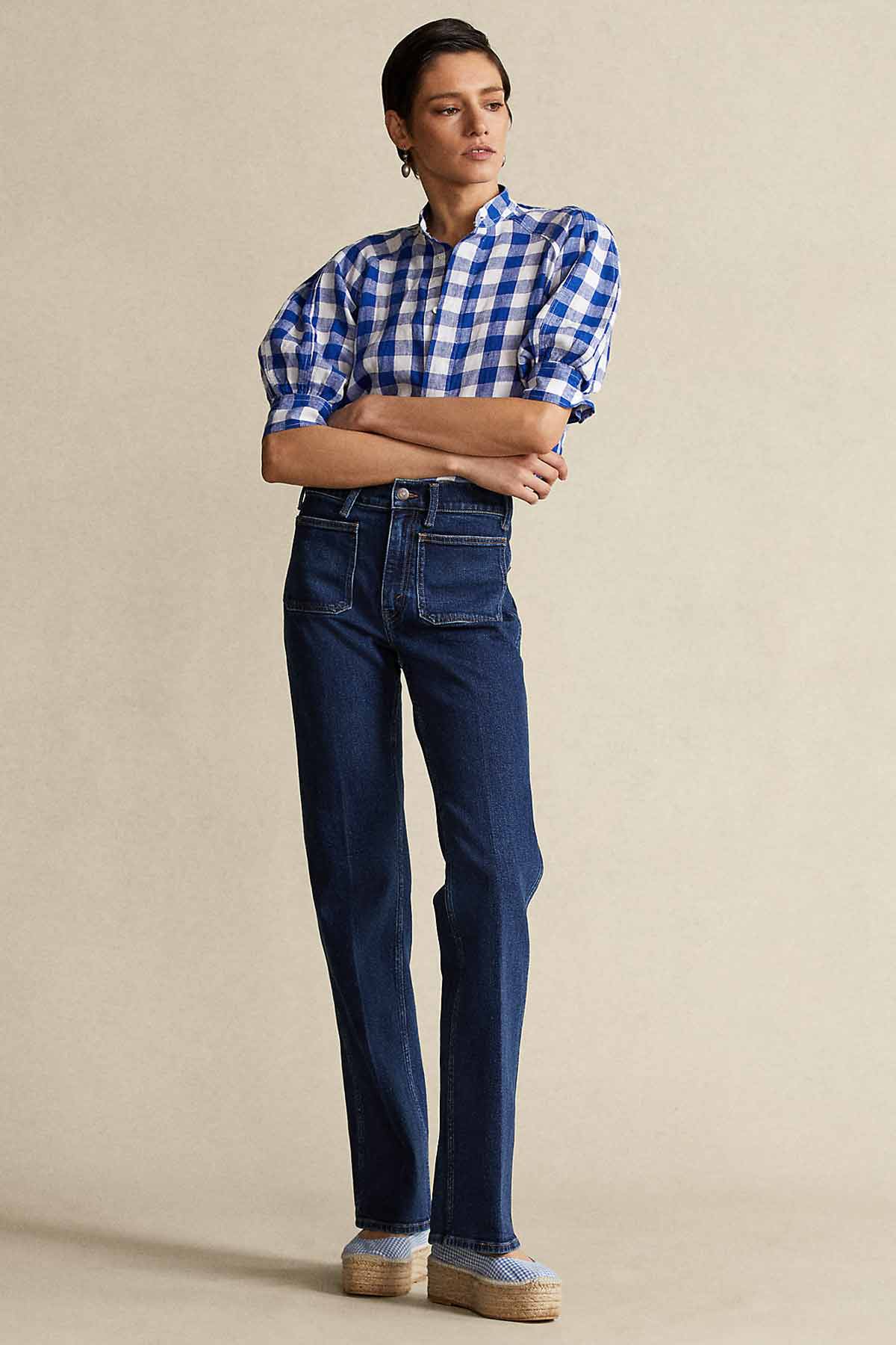 Polo Ralph Lauren Hakim Yaka Kareli Keten Gömlek-Libas Trendy Fashion Store