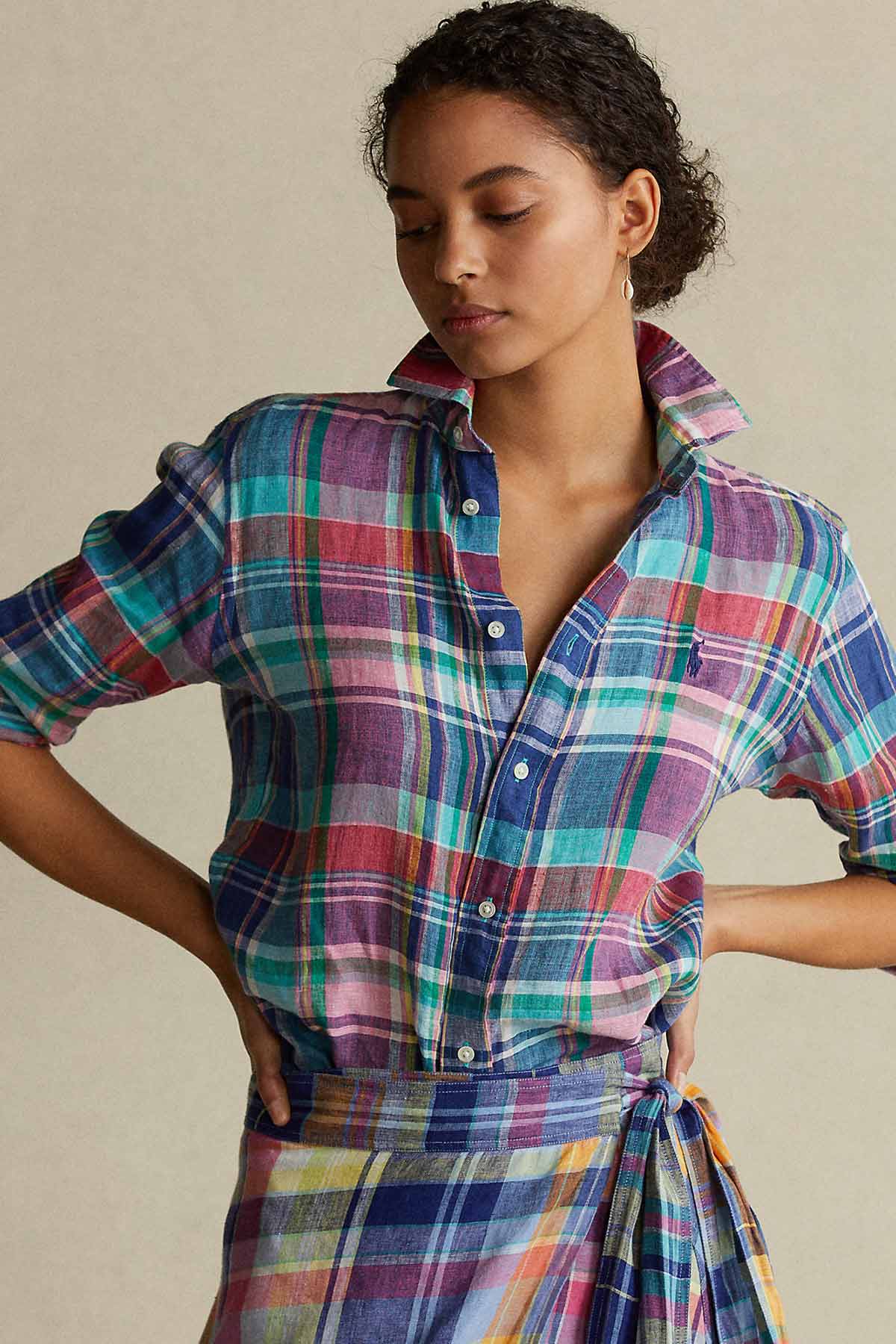 Polo Ralph Lauren Classic Fit Renkli Ekoseli Keten Gömlek-Libas Trendy Fashion Store