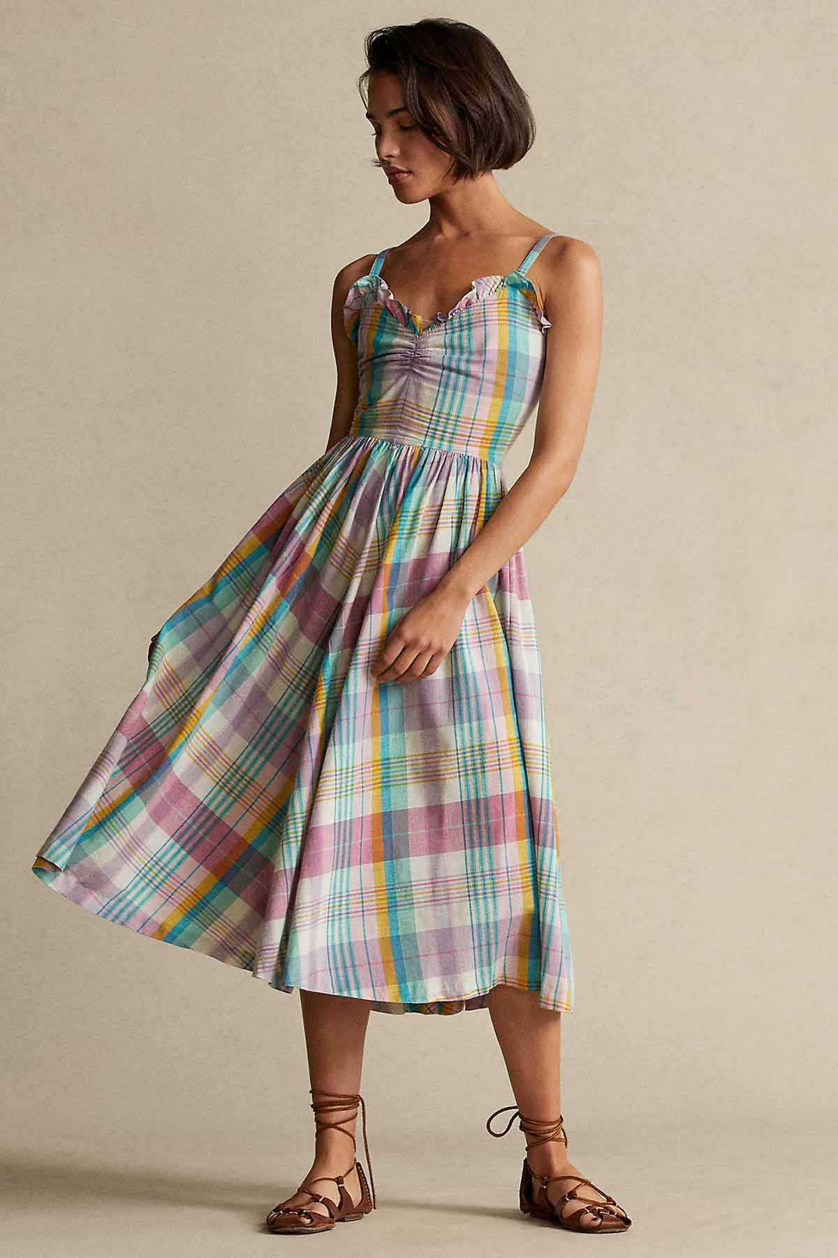 Polo Ralph Lauren Ekoseli Midi Elbise-Libas Trendy Fashion Store