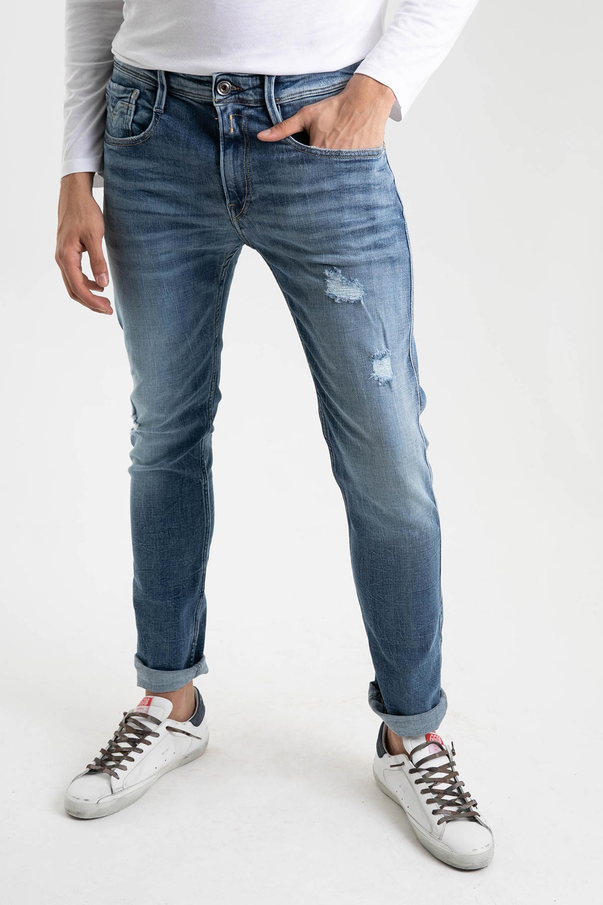 Replay Yırtıklı Eskitmeli Anbass Slim Fit Jeans-Libas Trendy Fashion Store