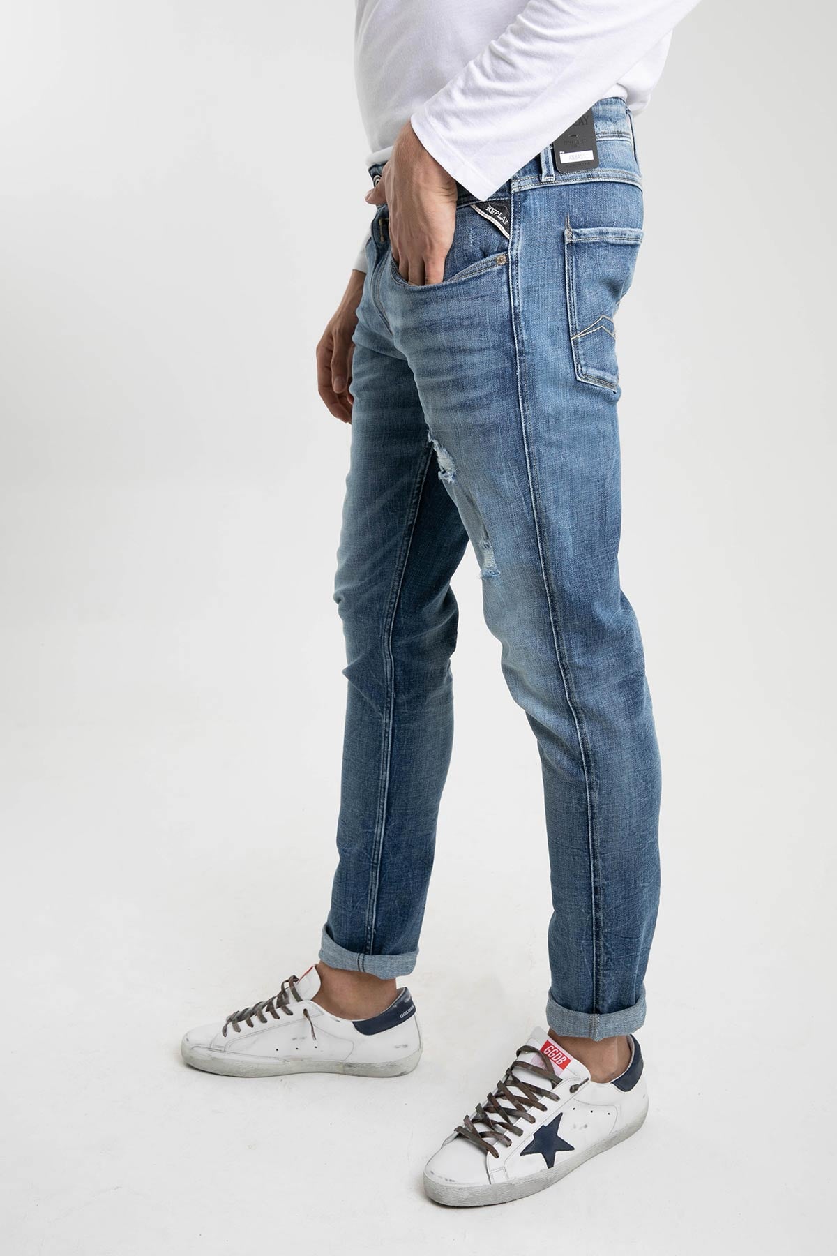 Replay Yırtıklı Eskitmeli Anbass Slim Fit Jeans-Libas Trendy Fashion Store