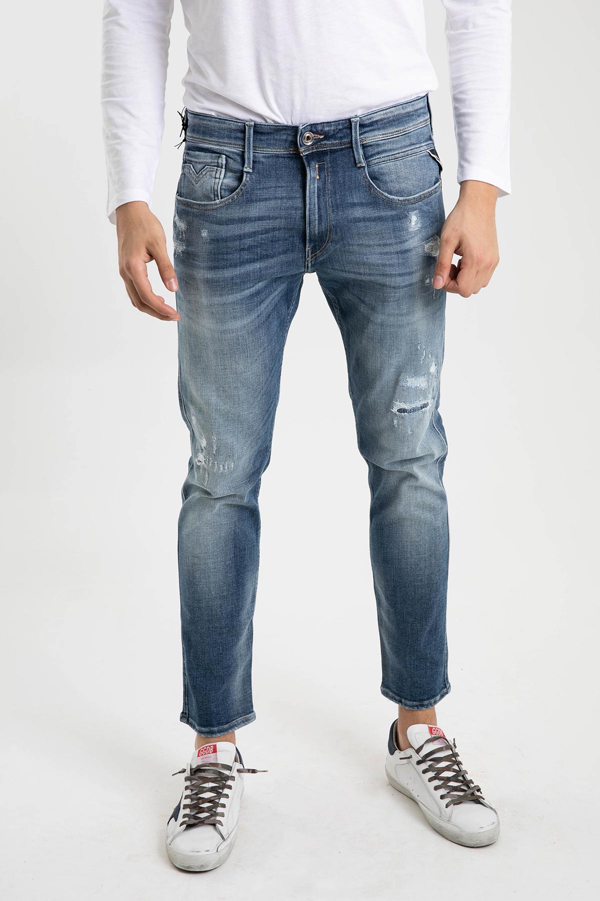 Replay Anbass Yırtık ve Eskitmeli Slim Fit Jeans-Libas Trendy Fashion Store