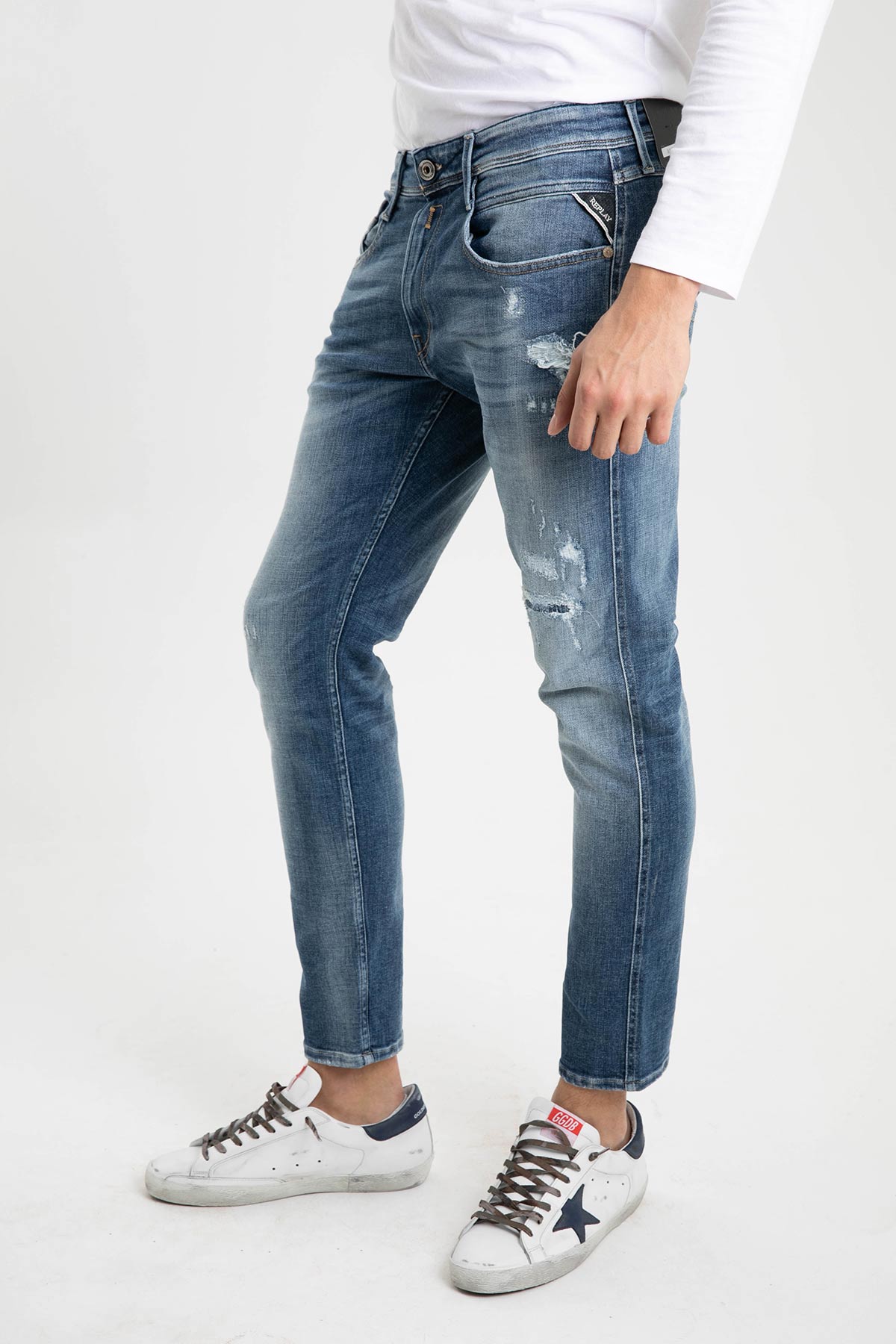 Replay Anbass Yırtık ve Eskitmeli Slim Fit Jeans-Libas Trendy Fashion Store