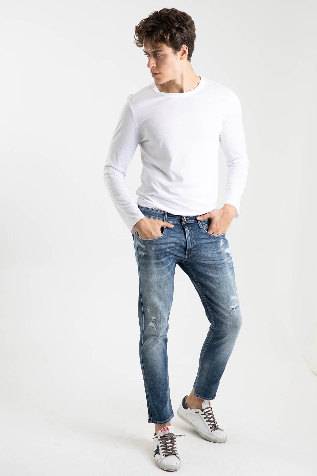 Replay Anbass Yırtık ve Eskitmeli Slim Fit Jeans-Libas Trendy Fashion Store