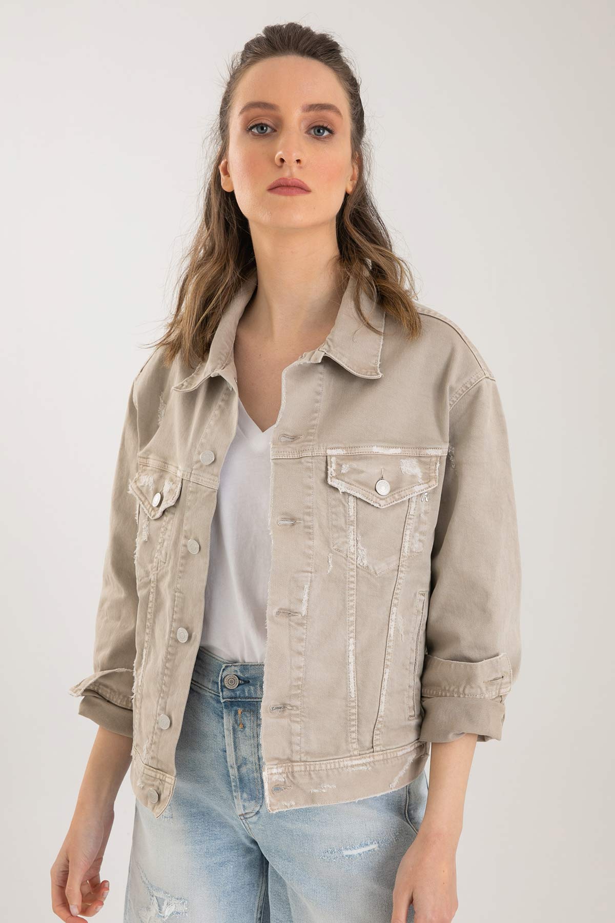 Replay Bej Yıkamalı Jean Ceket-Libas Trendy Fashion Store