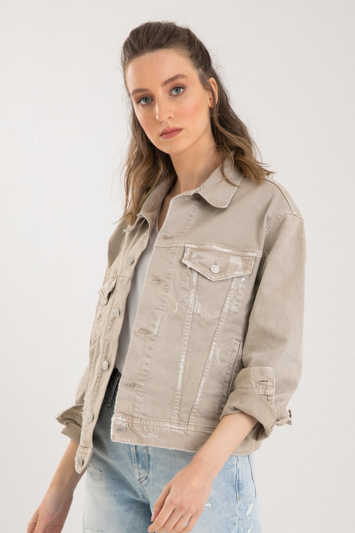 Replay Bej Yıkamalı Jean Ceket-Libas Trendy Fashion Store