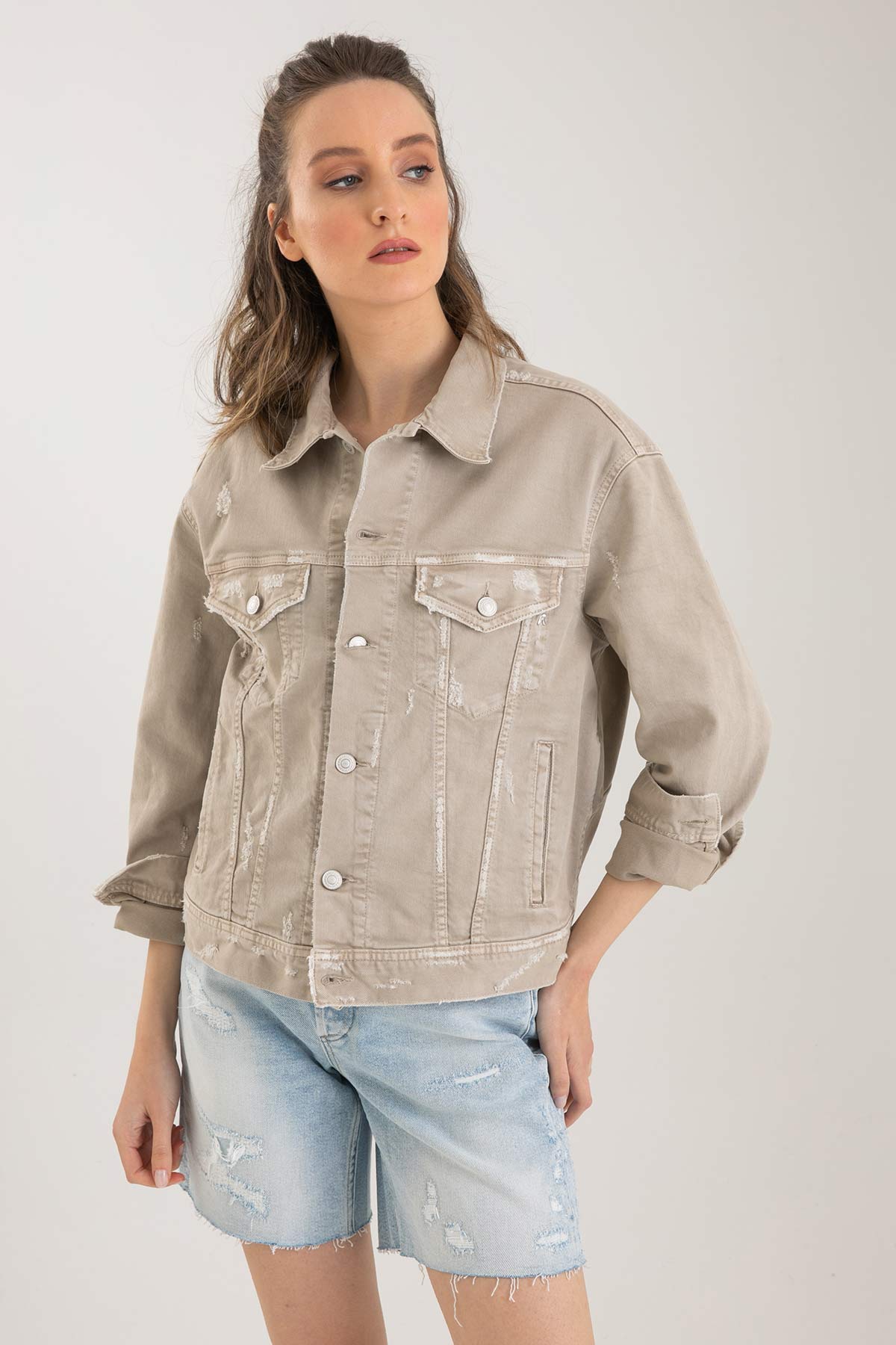 Replay Bej Yıkamalı Jean Ceket-Libas Trendy Fashion Store