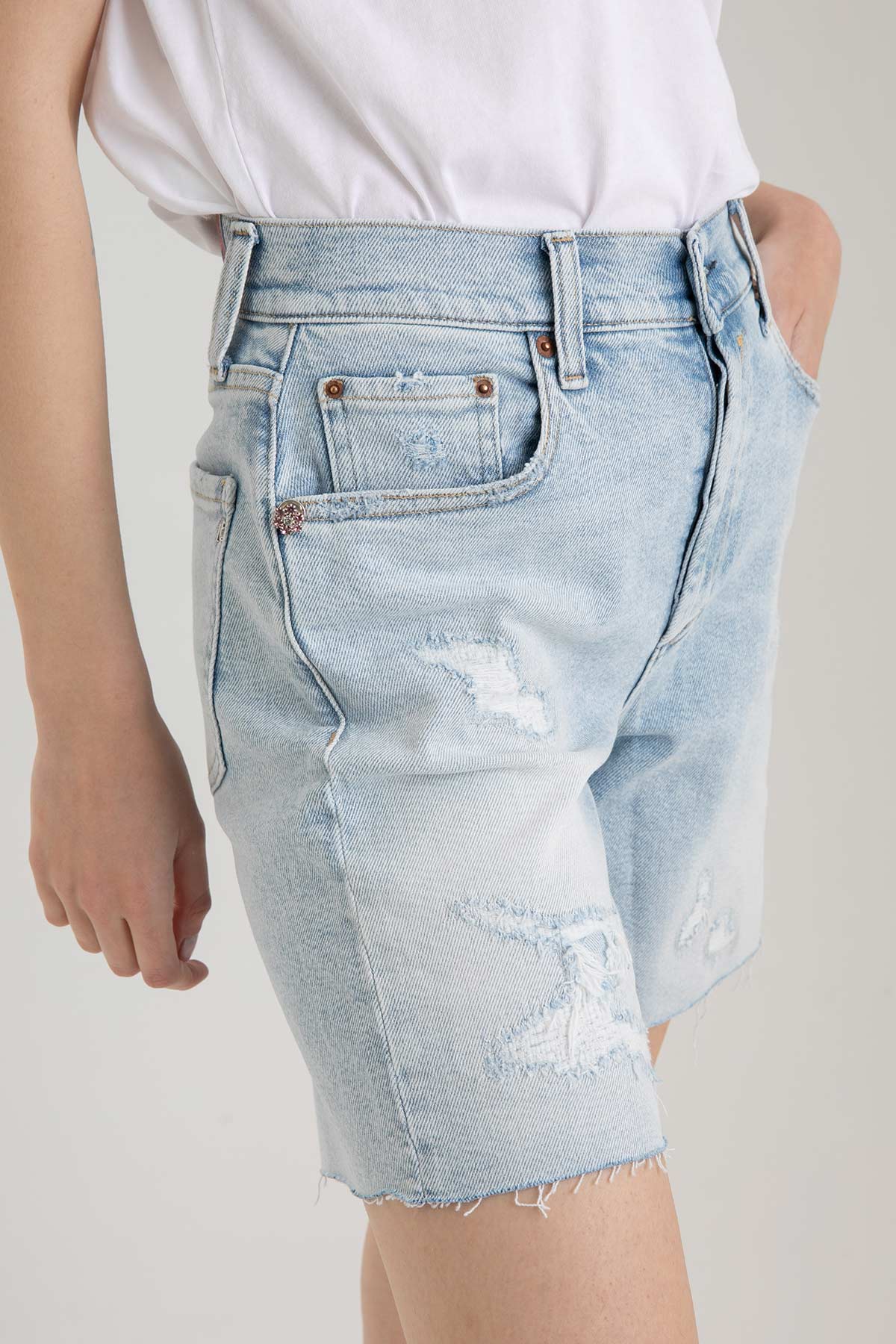 Replay Yüksek Bel Jean Şort-Libas Trendy Fashion Store