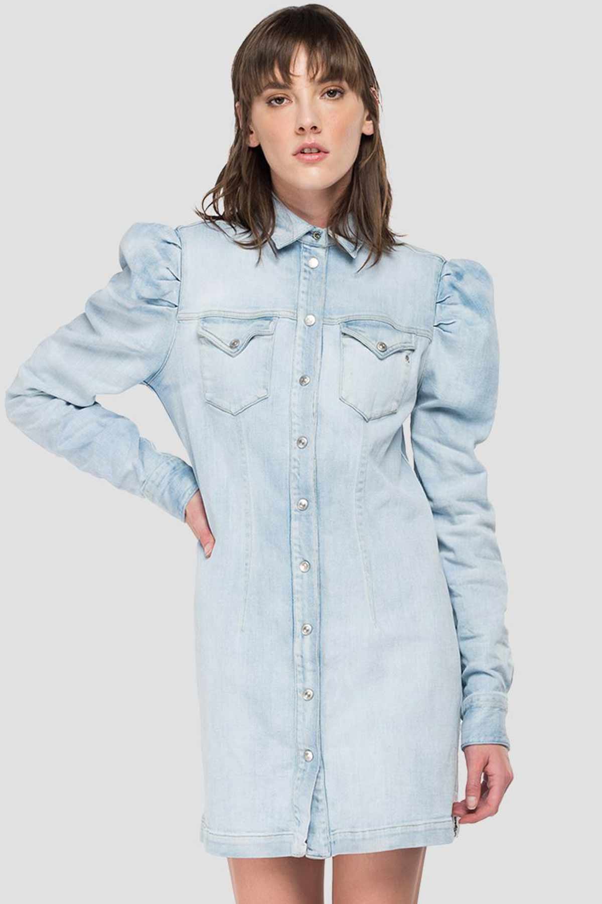 Replay Balon Kollu Mini Denim Elbise-Libas Trendy Fashion Store