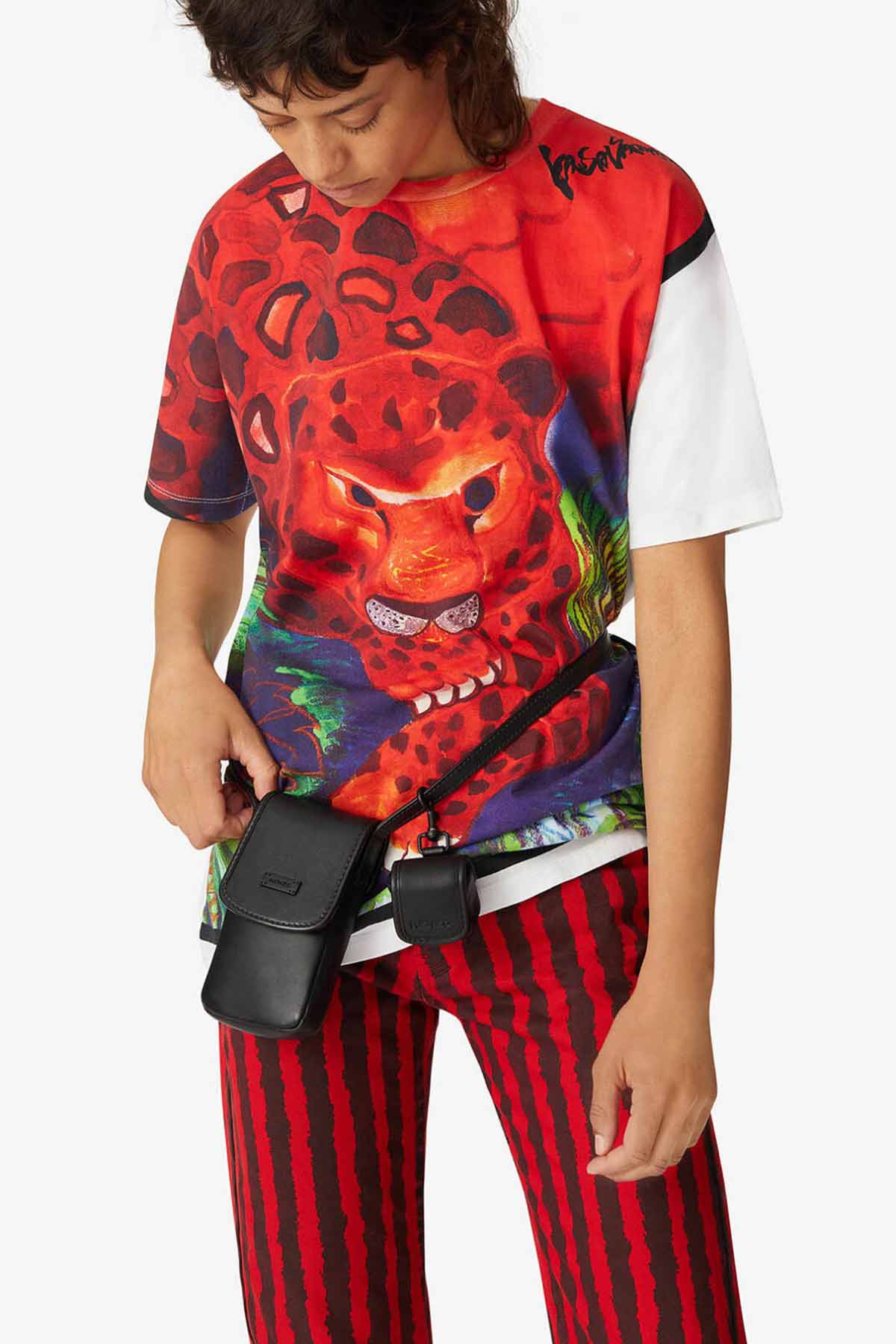 Kenzo Leopar Logolu Bol Kesim T-shirt-Libas Trendy Fashion Store