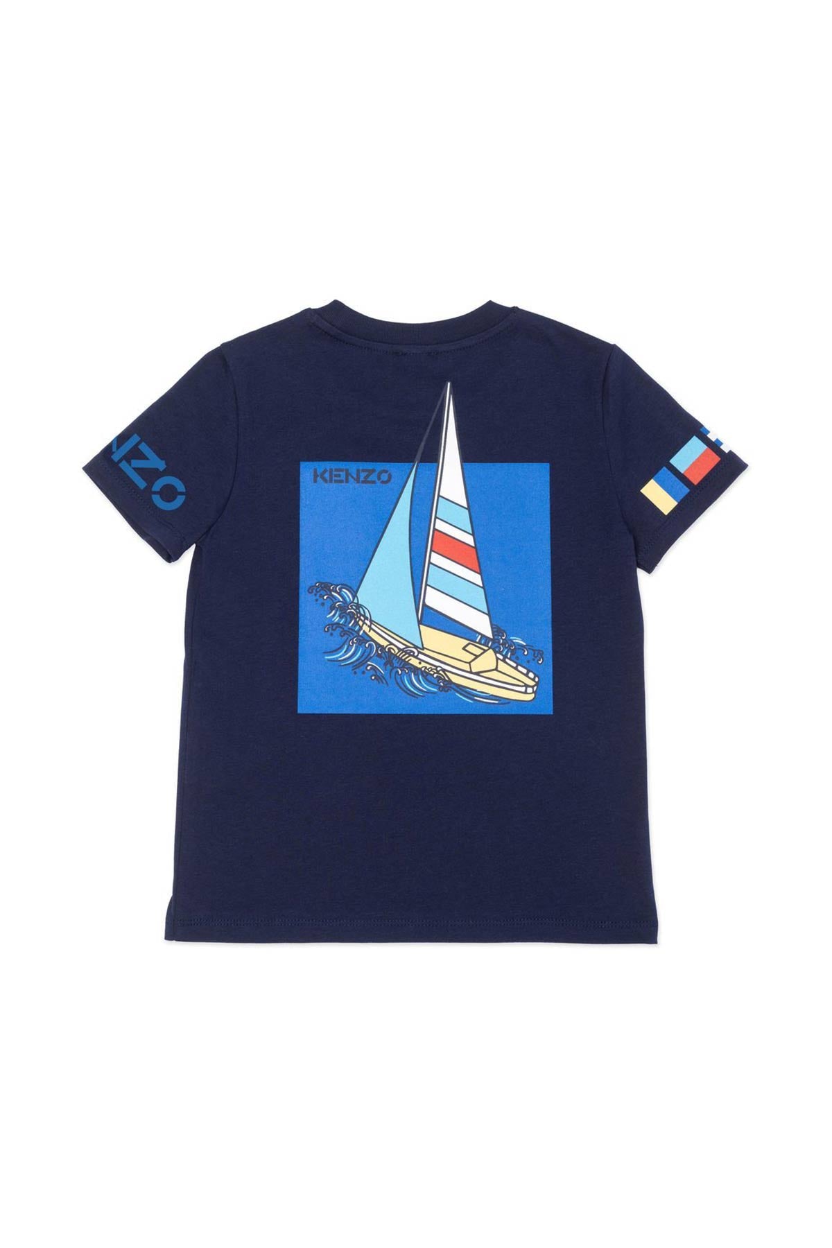 Kenzo Kids 3-6 Yaş Erkek Çocuk Logolu Marin T-shirt-Libas Trendy Fashion Store