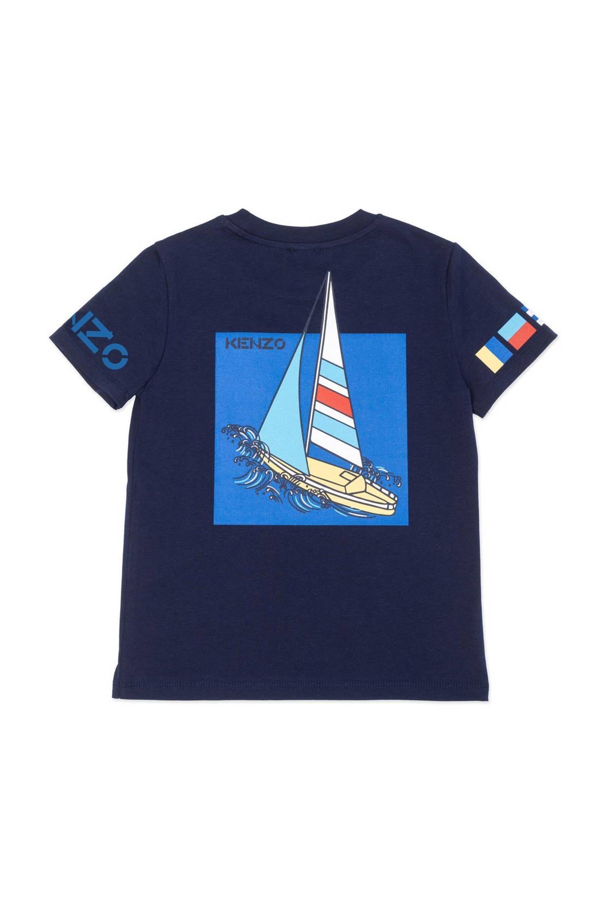 Kenzo Kids 8 Yaş Erkek Çocuk Logolu Marin T-shirt-Libas Trendy Fashion Store
