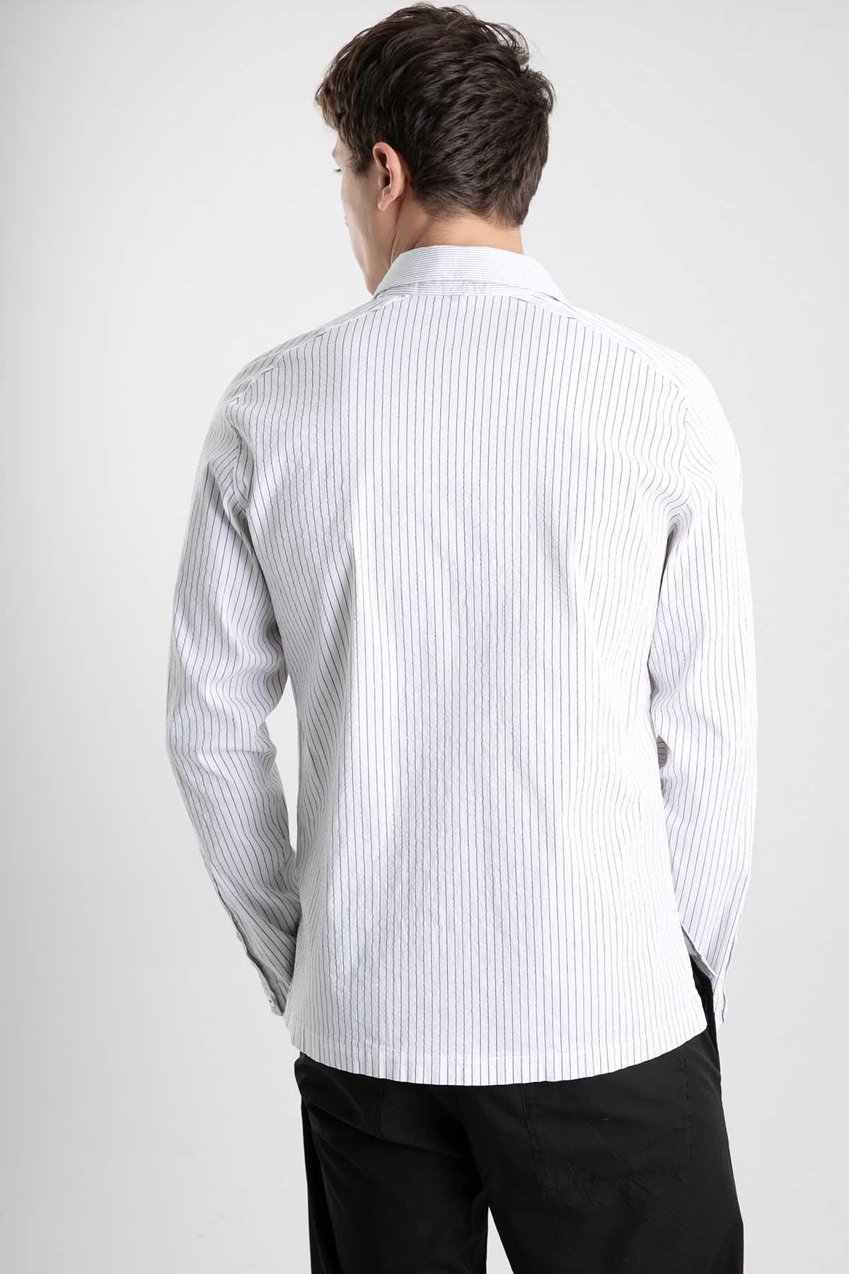 Transit Cep Detaylı Çizgili Gömlek-Libas Trendy Fashion Store