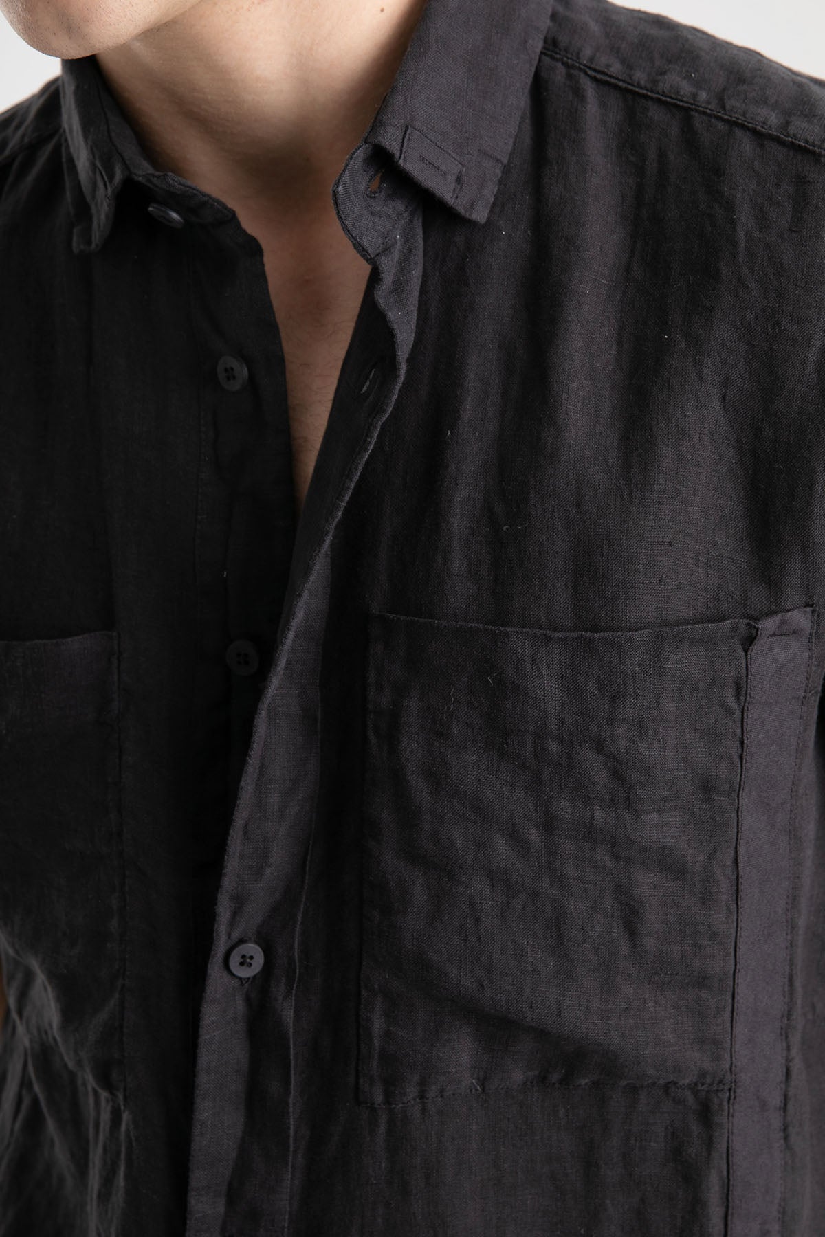 Transit Kısa Kollu Cep Detaylı Keten Gömlek-Libas Trendy Fashion Store