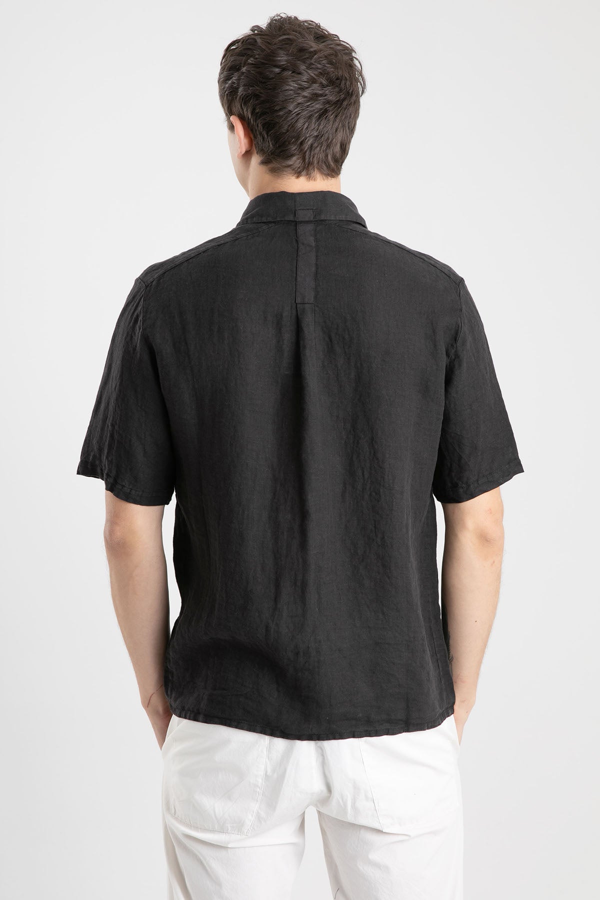 Transit Kısa Kollu Cep Detaylı Keten Gömlek-Libas Trendy Fashion Store