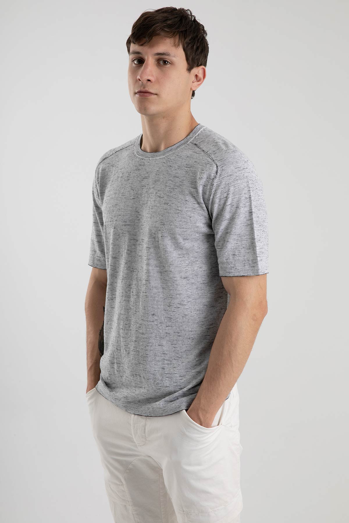 Transit İpekli Çizgili T-shirt-Libas Trendy Fashion Store