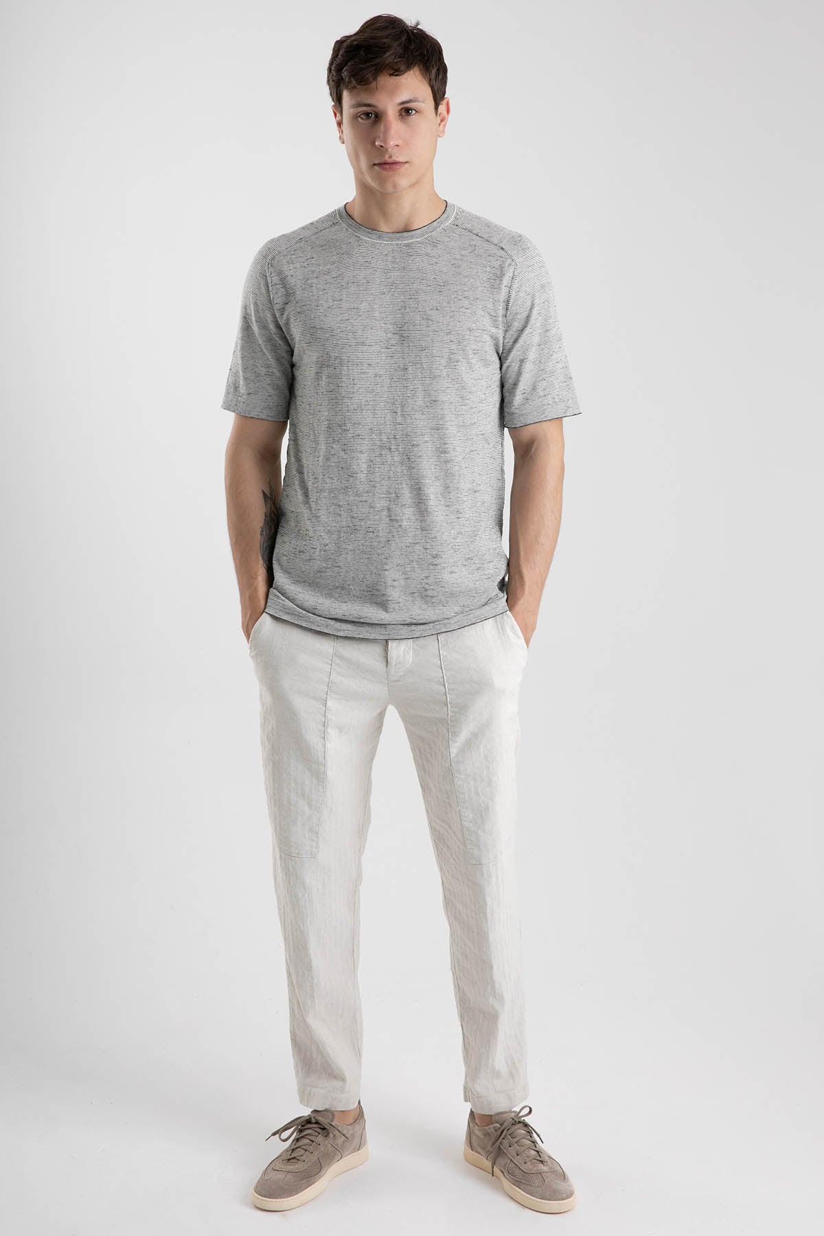 Transit İpekli Çizgili T-shirt-Libas Trendy Fashion Store