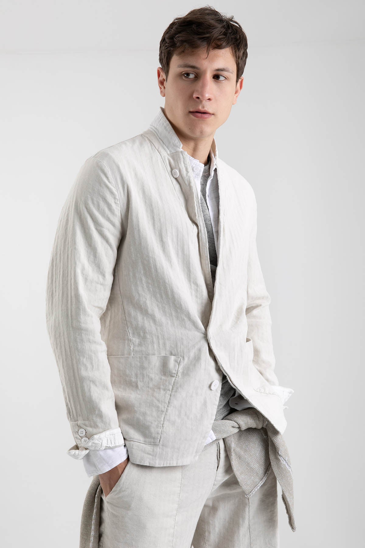 Transit Keten Karışımlı Kruvaze Ceket-Libas Trendy Fashion Store