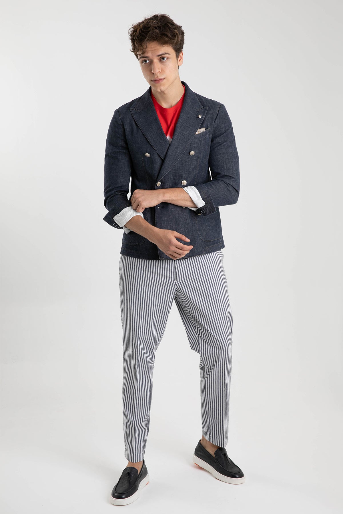 Manuel Ritz Beli Lastikli Çizgili Pantolon-Libas Trendy Fashion Store