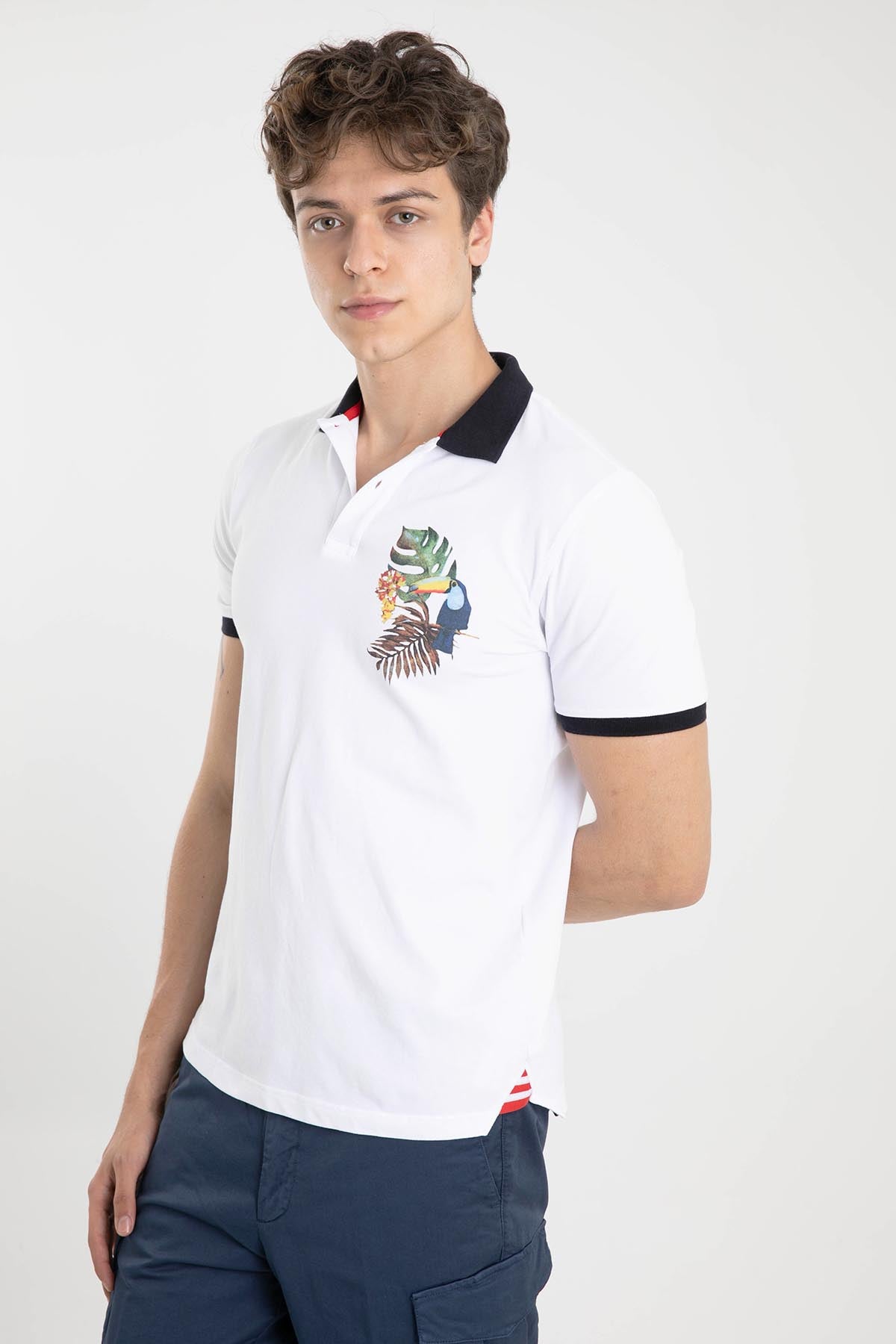 Manuel Ritz Tropik Temalı Polo Yaka T-shirt-Libas Trendy Fashion Store