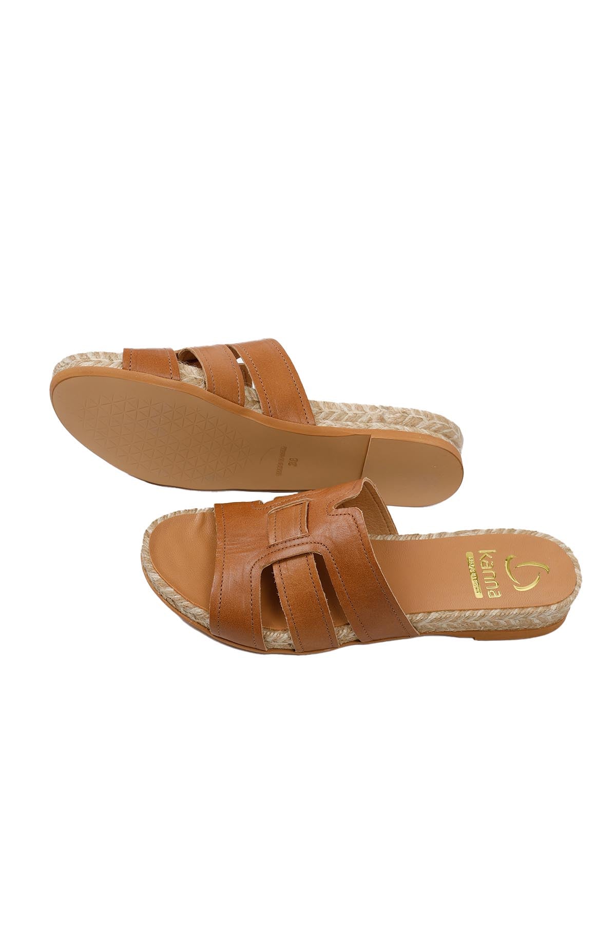 Kanna Hasır Taban Deri Terlik-Libas Trendy Fashion Store