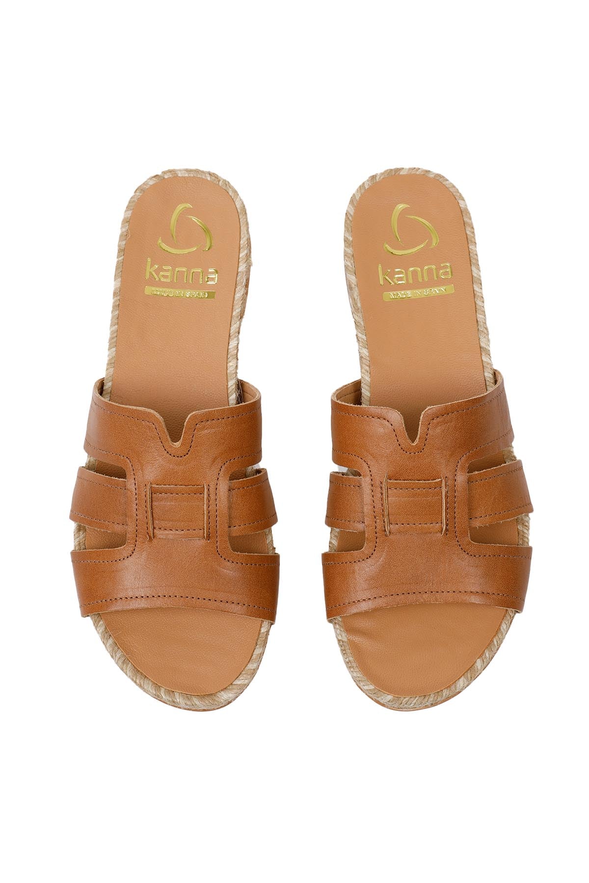 Kanna Hasır Taban Deri Terlik-Libas Trendy Fashion Store