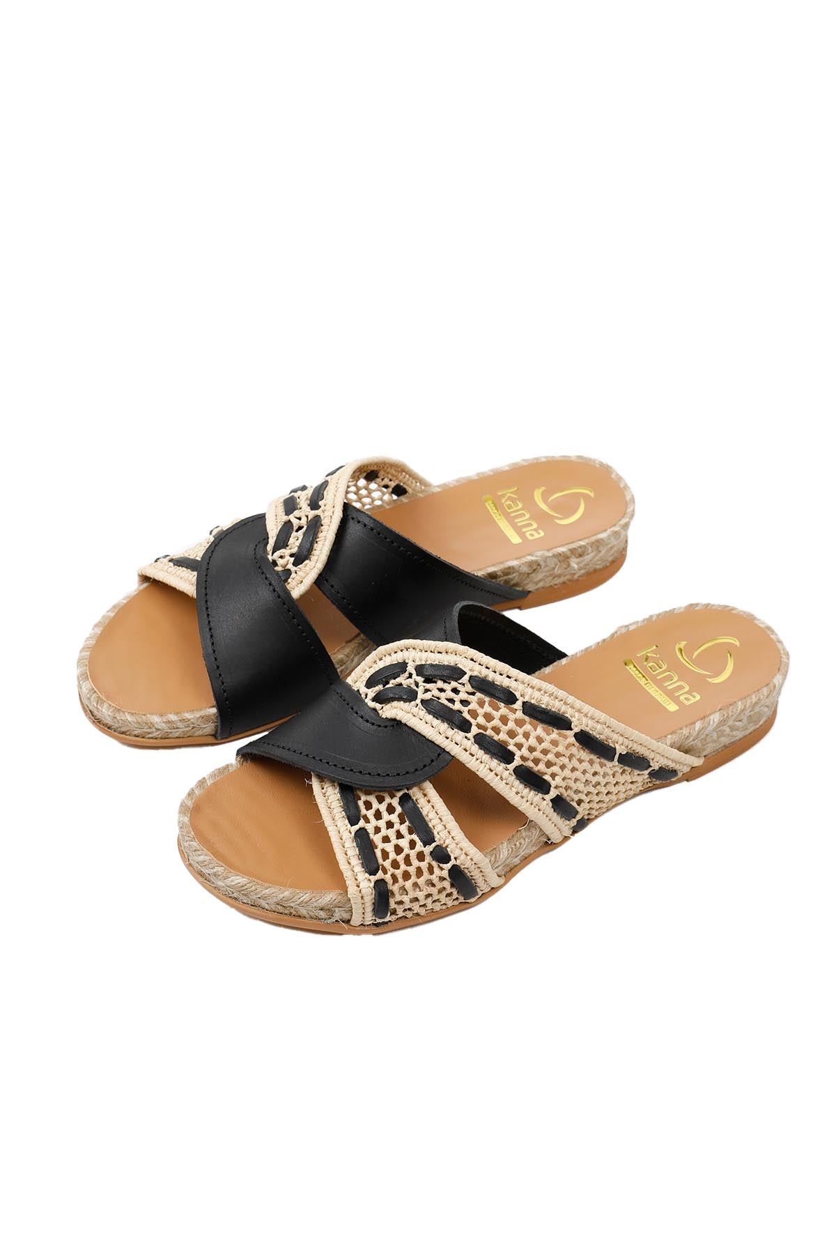 Kanna Hasır Detaylı Deri Terlik-Libas Trendy Fashion Store