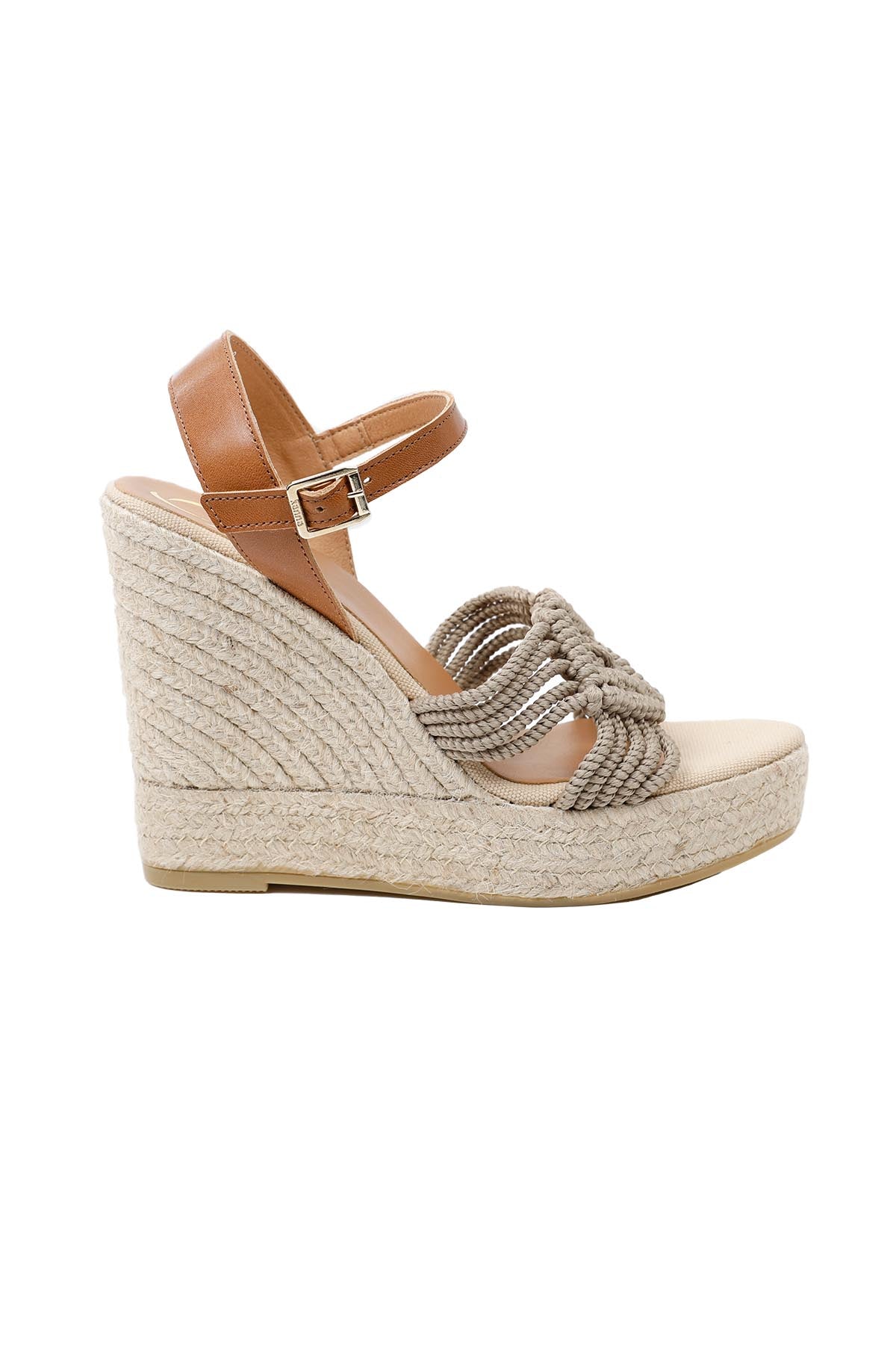 Kanna Örgü Bantlı Hasır Dolgu Topuk Sandalet-Libas Trendy Fashion Store