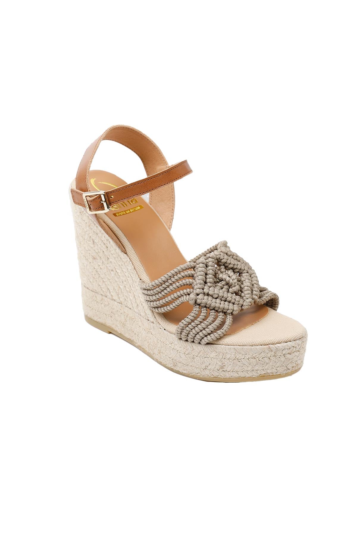 Kanna Örgü Bantlı Hasır Dolgu Topuk Sandalet-Libas Trendy Fashion Store