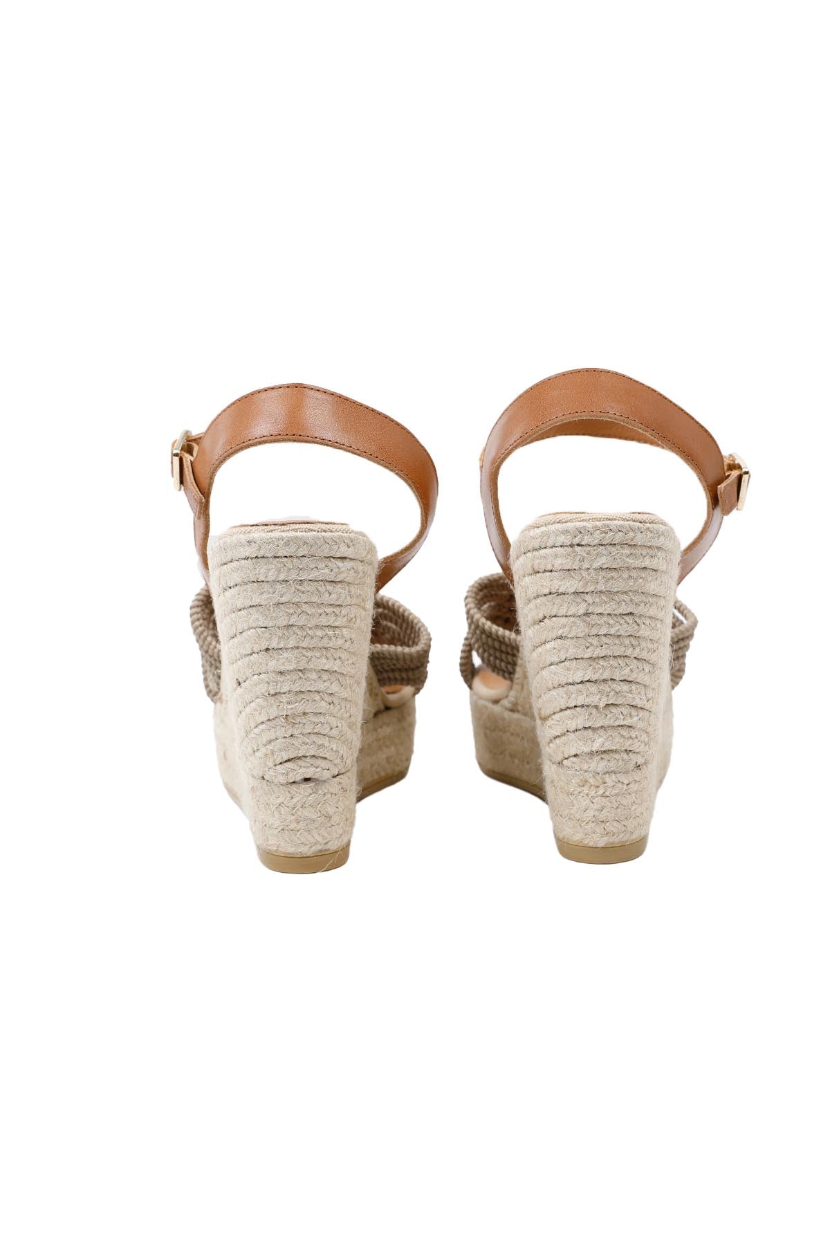 Kanna Örgü Bantlı Hasır Dolgu Topuk Sandalet-Libas Trendy Fashion Store