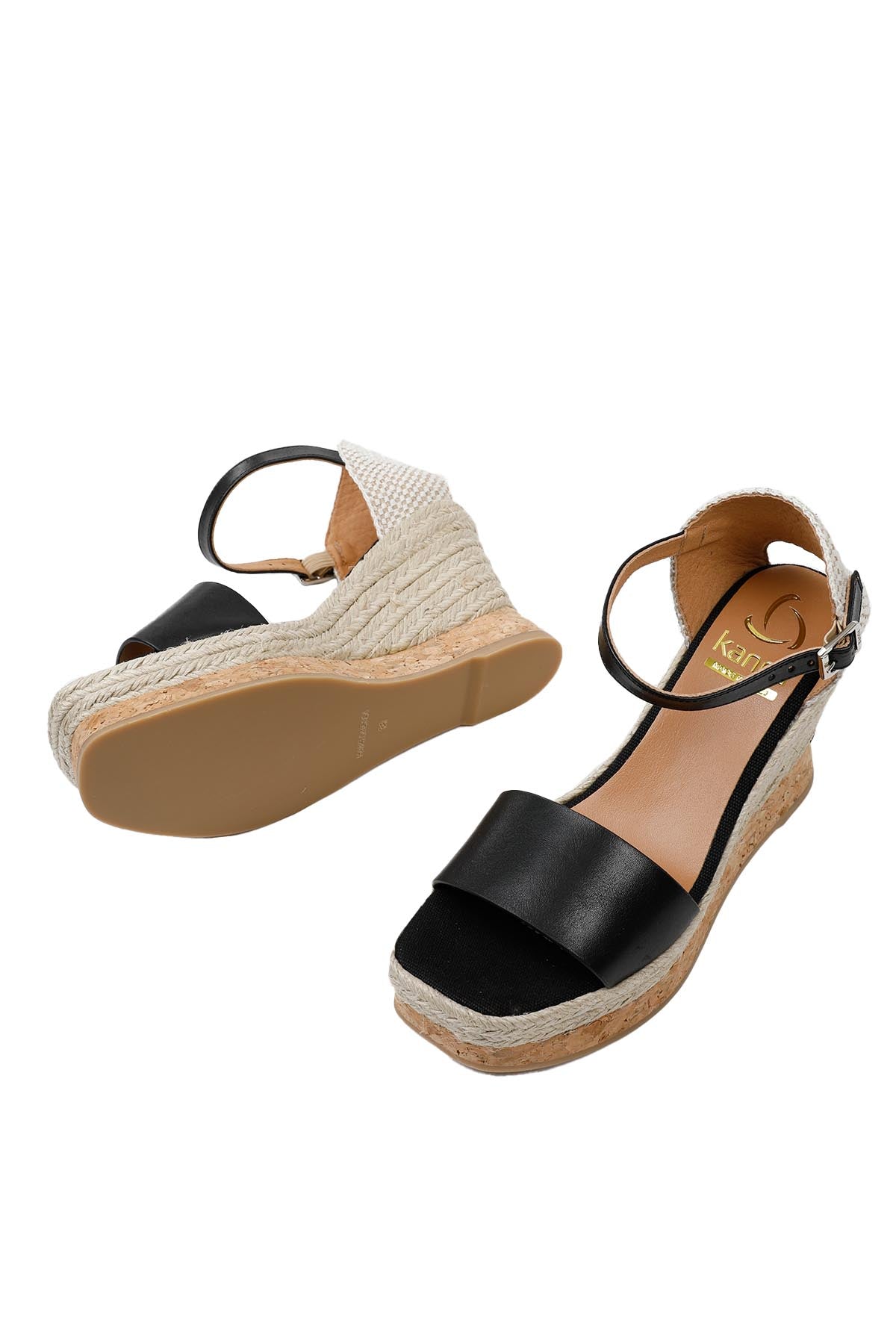 Kanna Hasır Dolgu Topuklu Küt Burun Sandalet-Libas Trendy Fashion Store