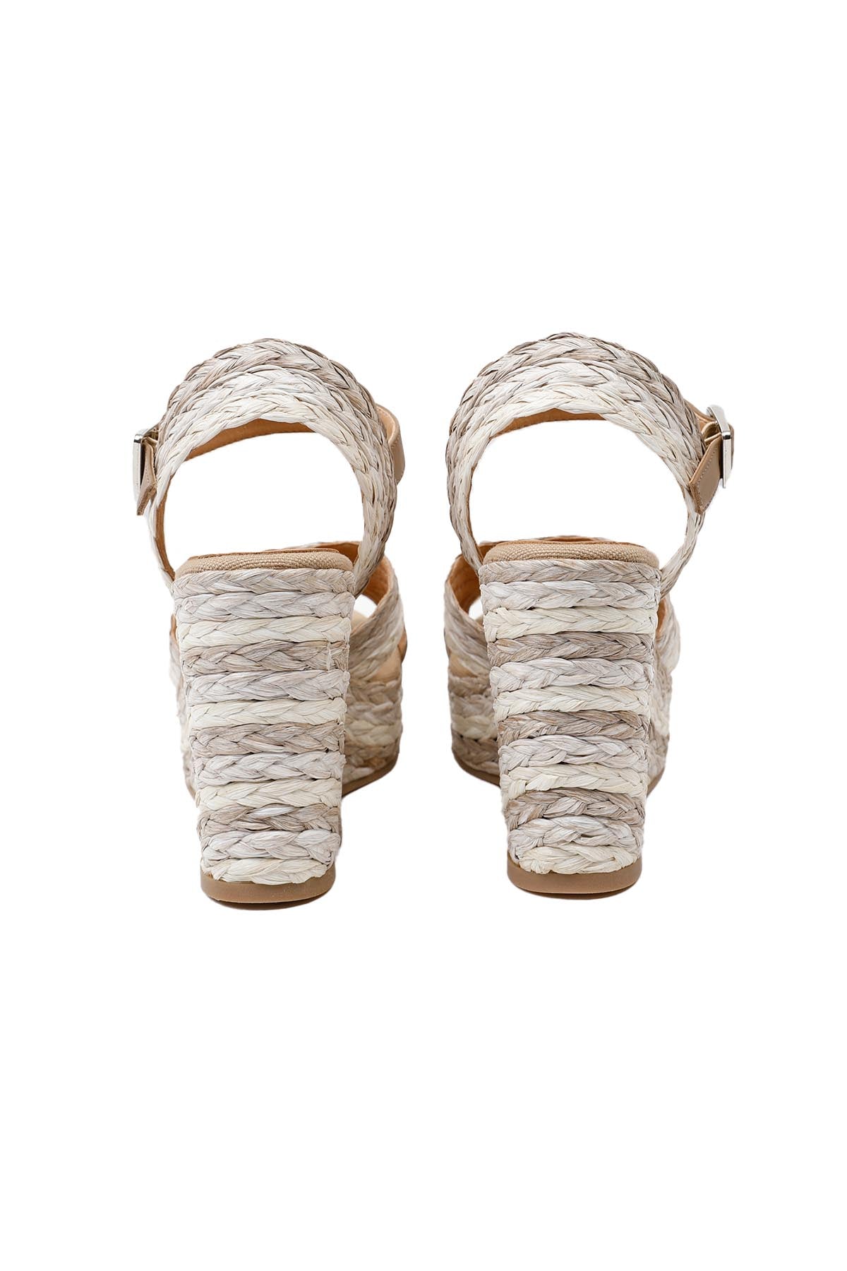 Kanna Hasır Dolgu Topuklu Hasır Örgü Sandalet-Libas Trendy Fashion Store