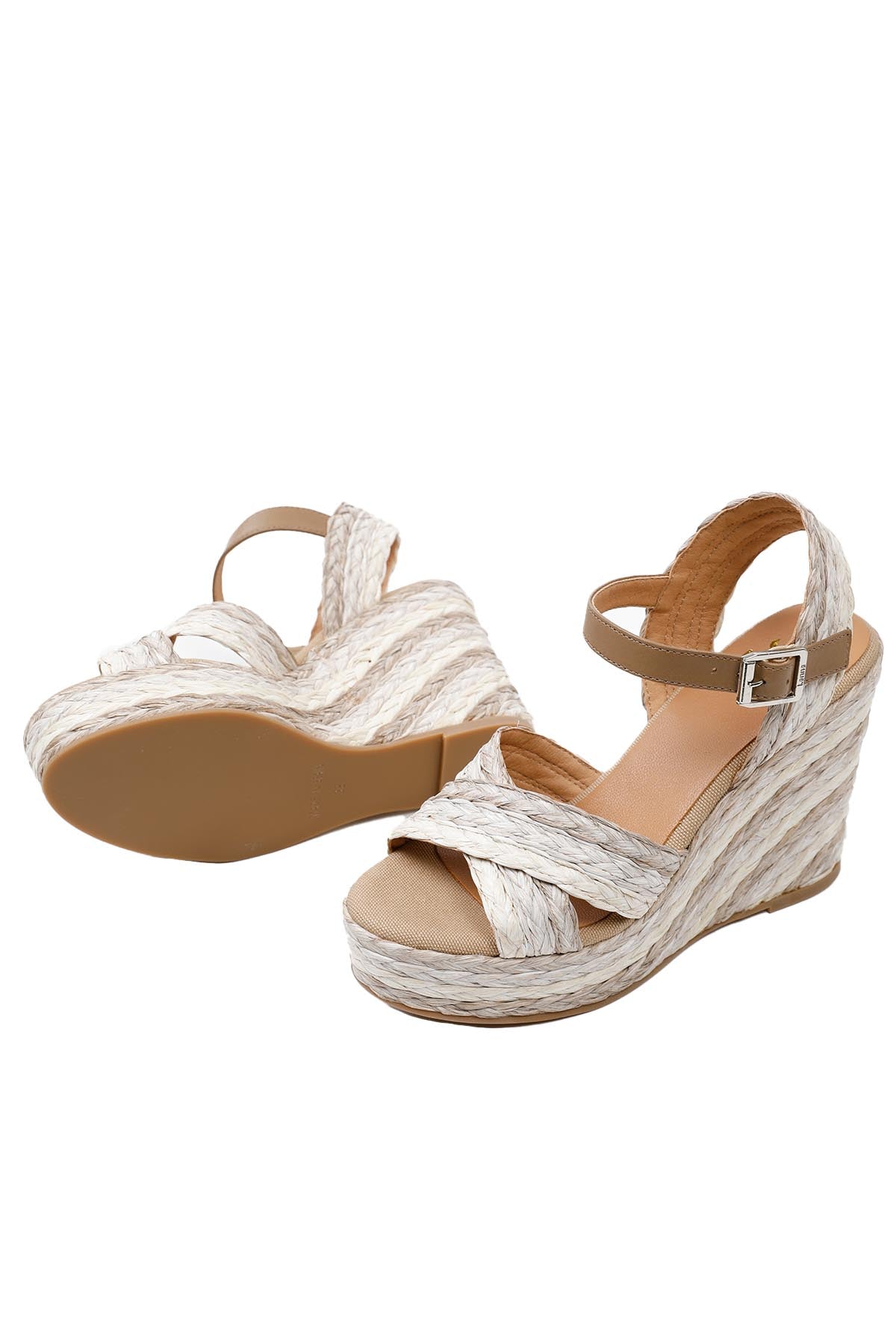Kanna Hasır Dolgu Topuklu Hasır Örgü Sandalet-Libas Trendy Fashion Store