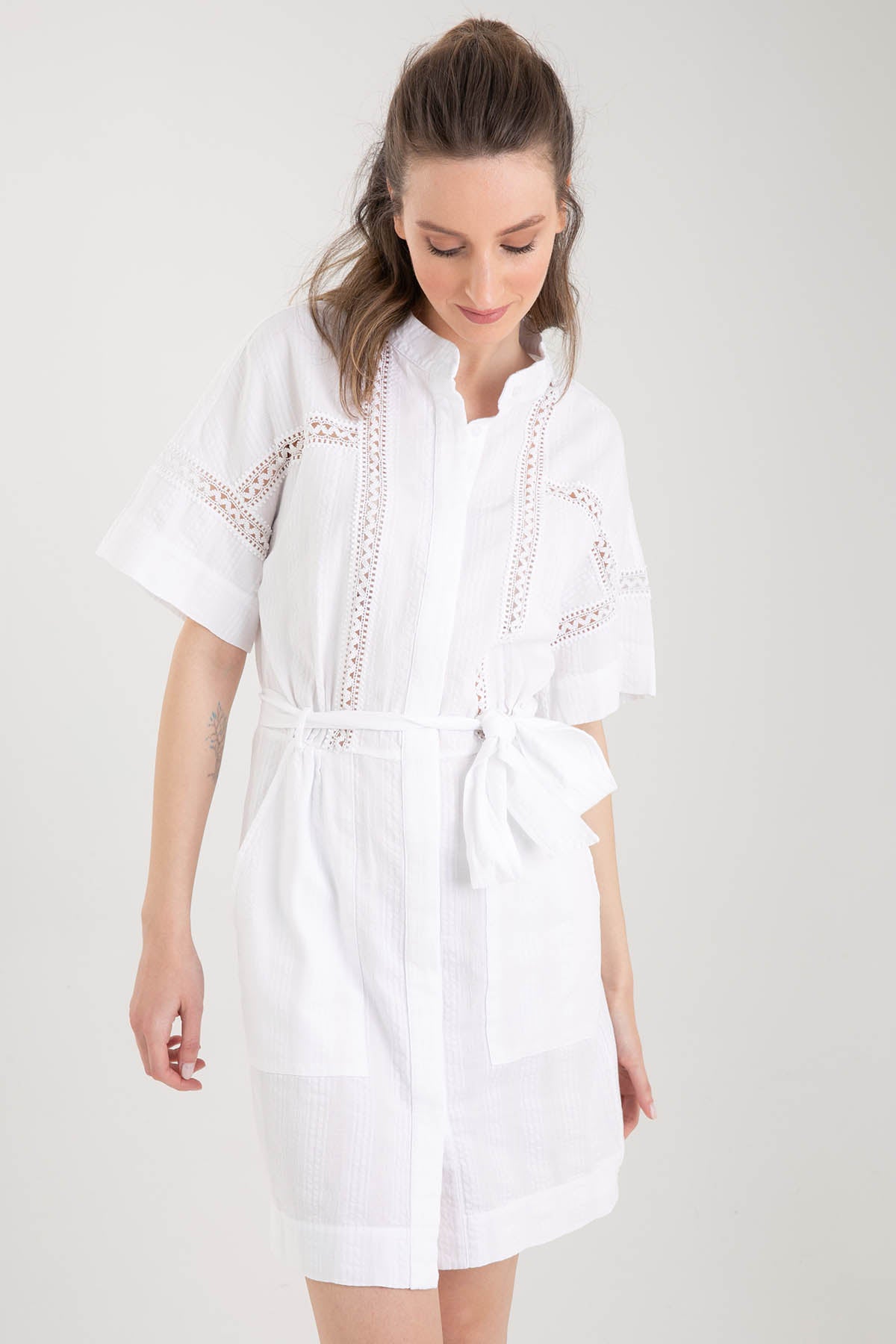 Dondup Hakim Yaka Fisto İşlemeli Elbise-Libas Trendy Fashion Store