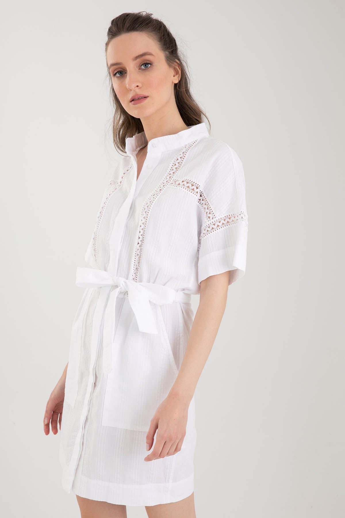 Dondup Hakim Yaka Fisto İşlemeli Elbise-Libas Trendy Fashion Store