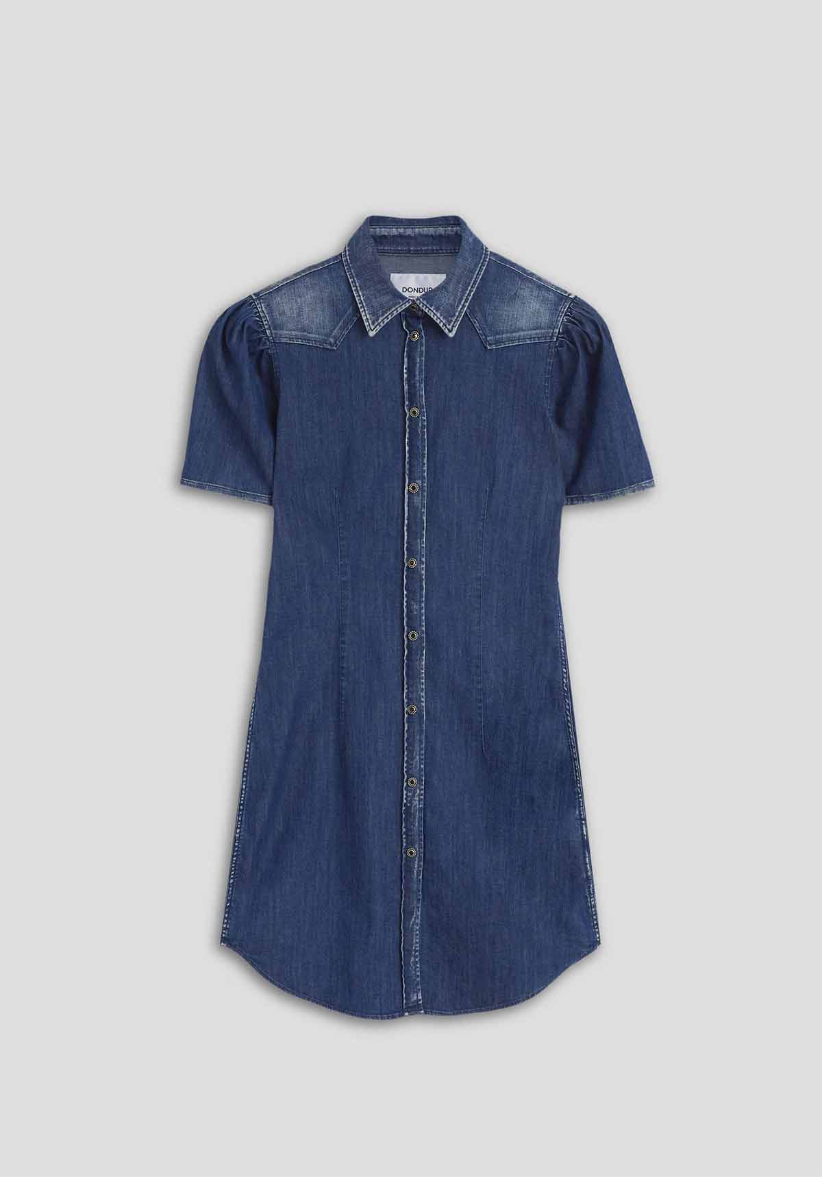 Dondup Omuz Pileli Mini Denim Elbise-Libas Trendy Fashion Store