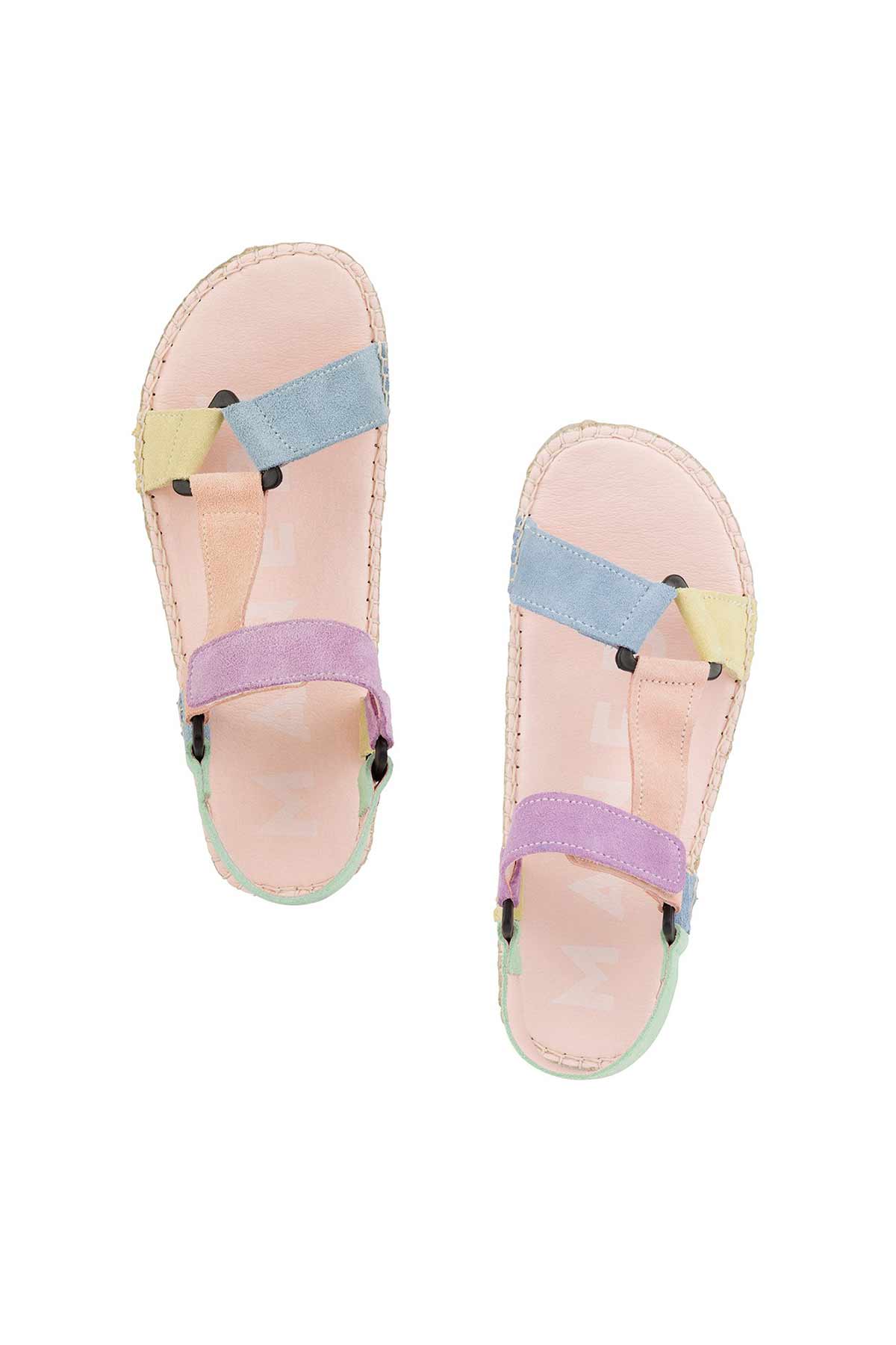 Manebi Pastel Renkli Nubuk Espadril Sandalet-Libas Trendy Fashion Store