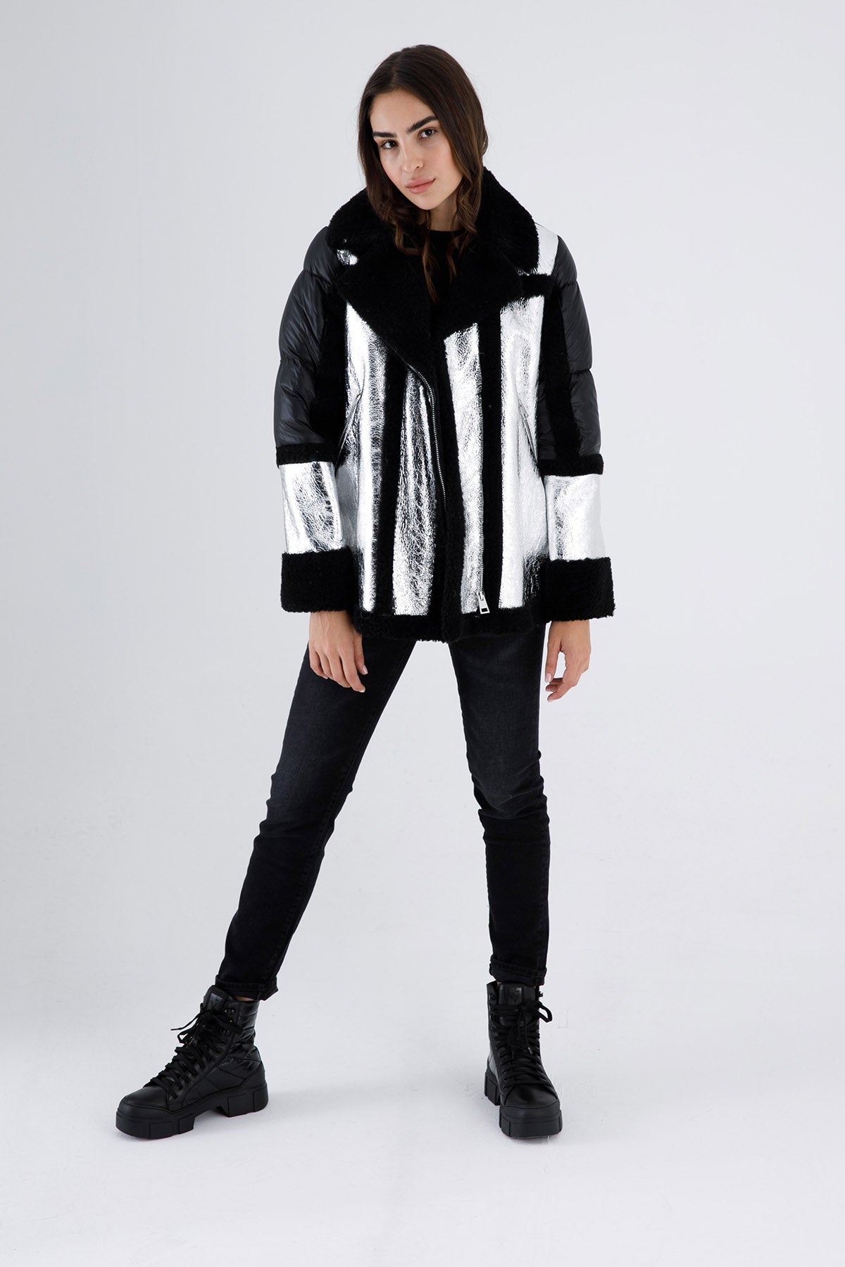 Flo & Clo Puffer Kombinasyonlu Deri Kaban-Libas Trendy Fashion Store