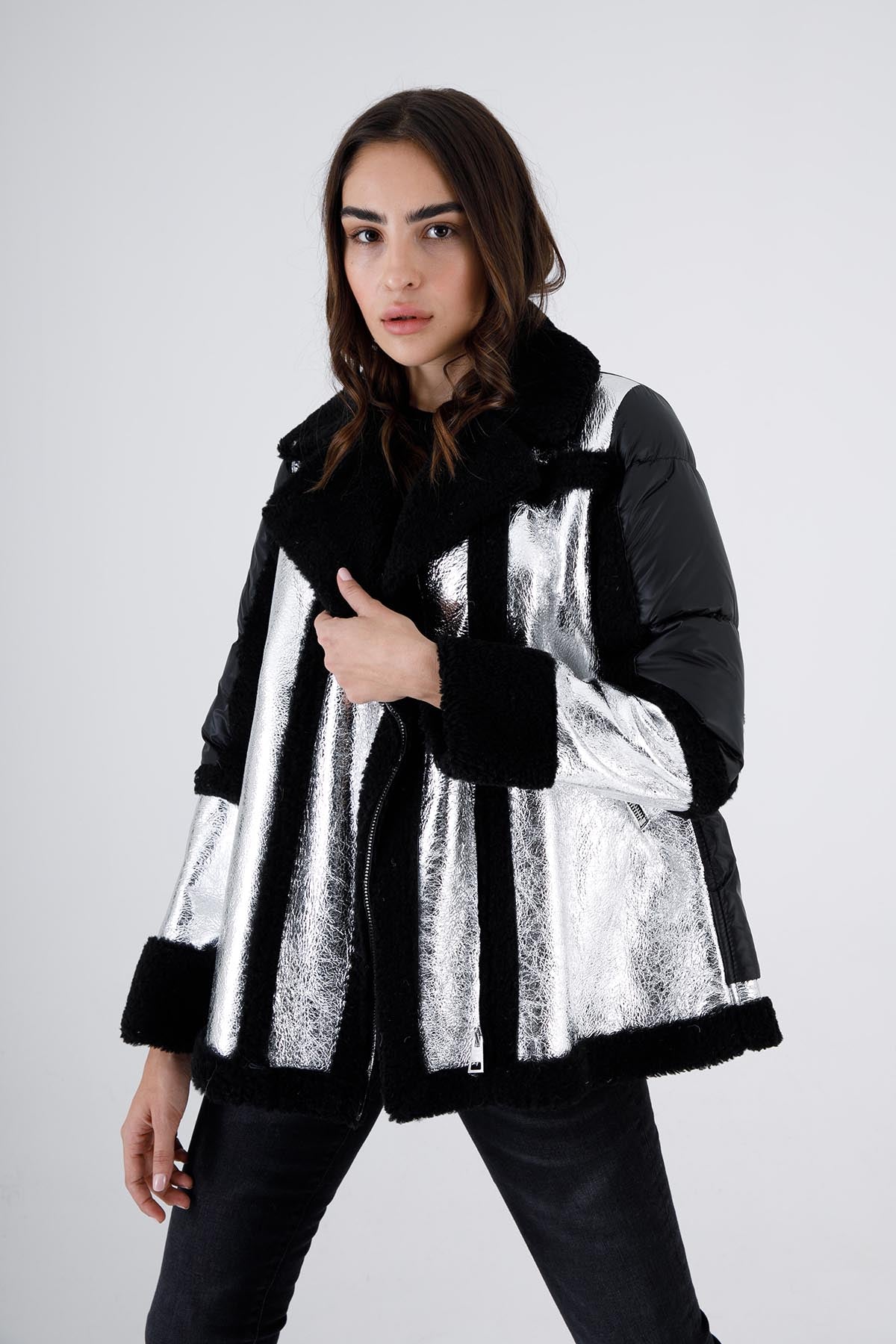 Flo & Clo Puffer Kombinasyonlu Deri Kaban-Libas Trendy Fashion Store