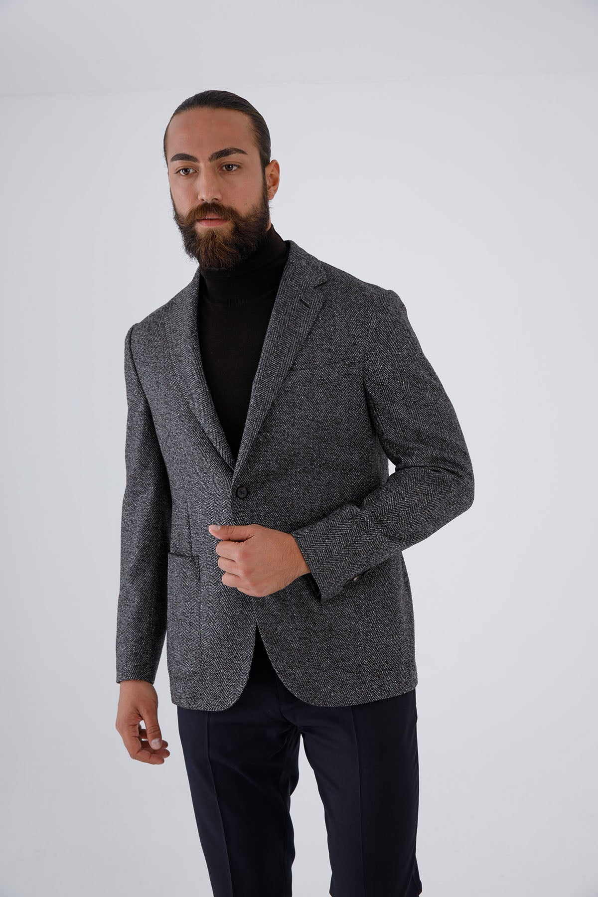 The Gigi İpekli Yün Balıksırtı Ceket-Libas Trendy Fashion Store