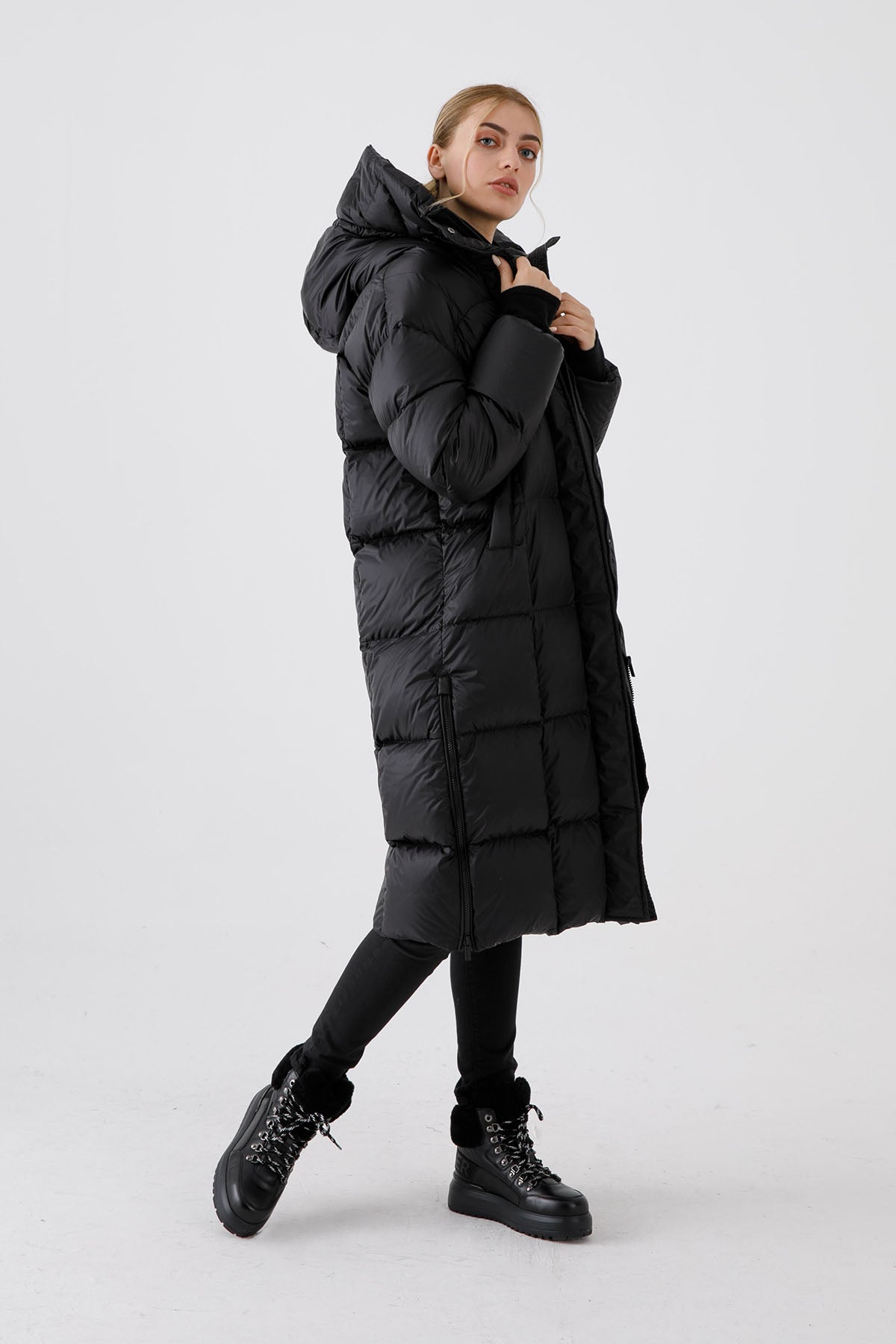 Hetrego Eunomia Kapüşonlu Kapitone Uzun Mont-Libas Trendy Fashion Store