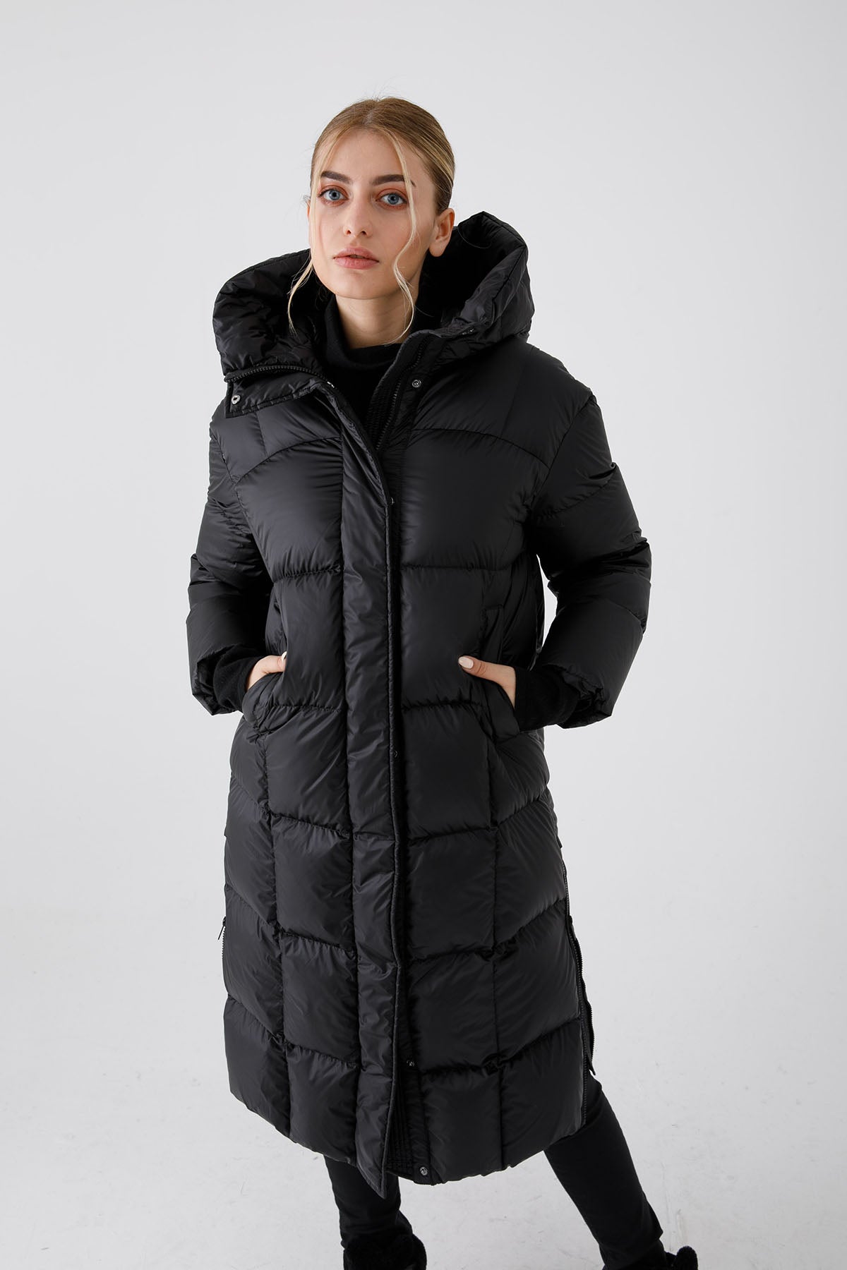 Hetrego Eunomia Kapüşonlu Kapitone Uzun Mont-Libas Trendy Fashion Store