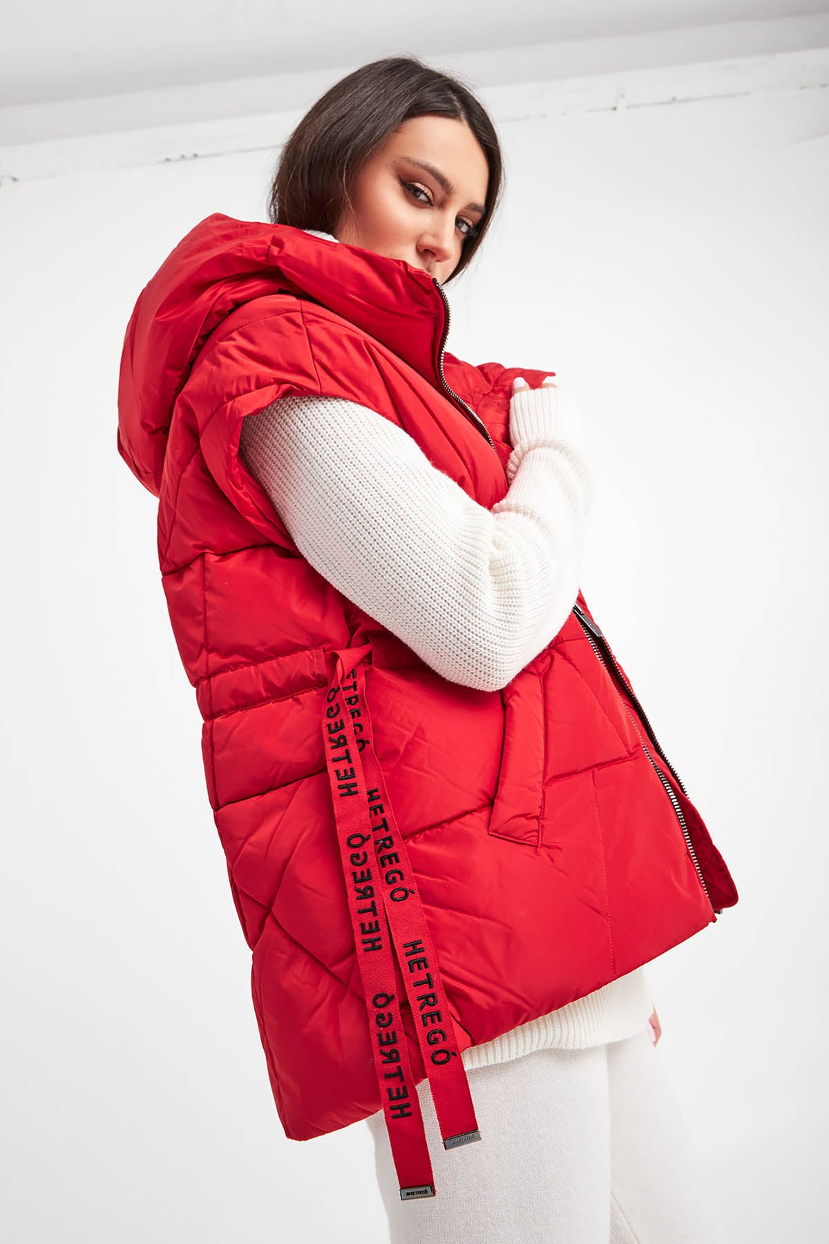Hetrego Irene Geniş Kesim Kapüşonlu Puffer Yelek-Libas Trendy Fashion Store